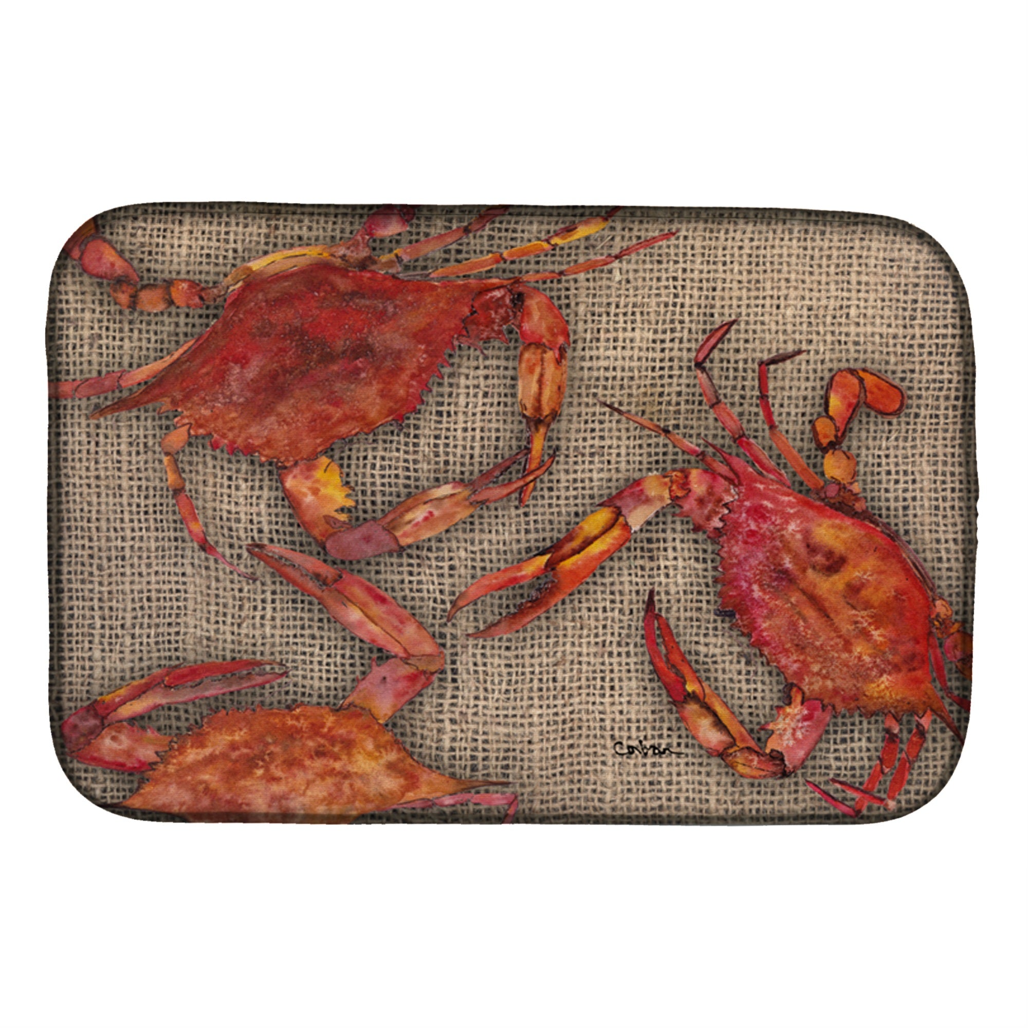 'Caroline'S Treasures Cooked Crabs On Faux Burlap Dish Drying Mat, 14 X 21, Multicolor''