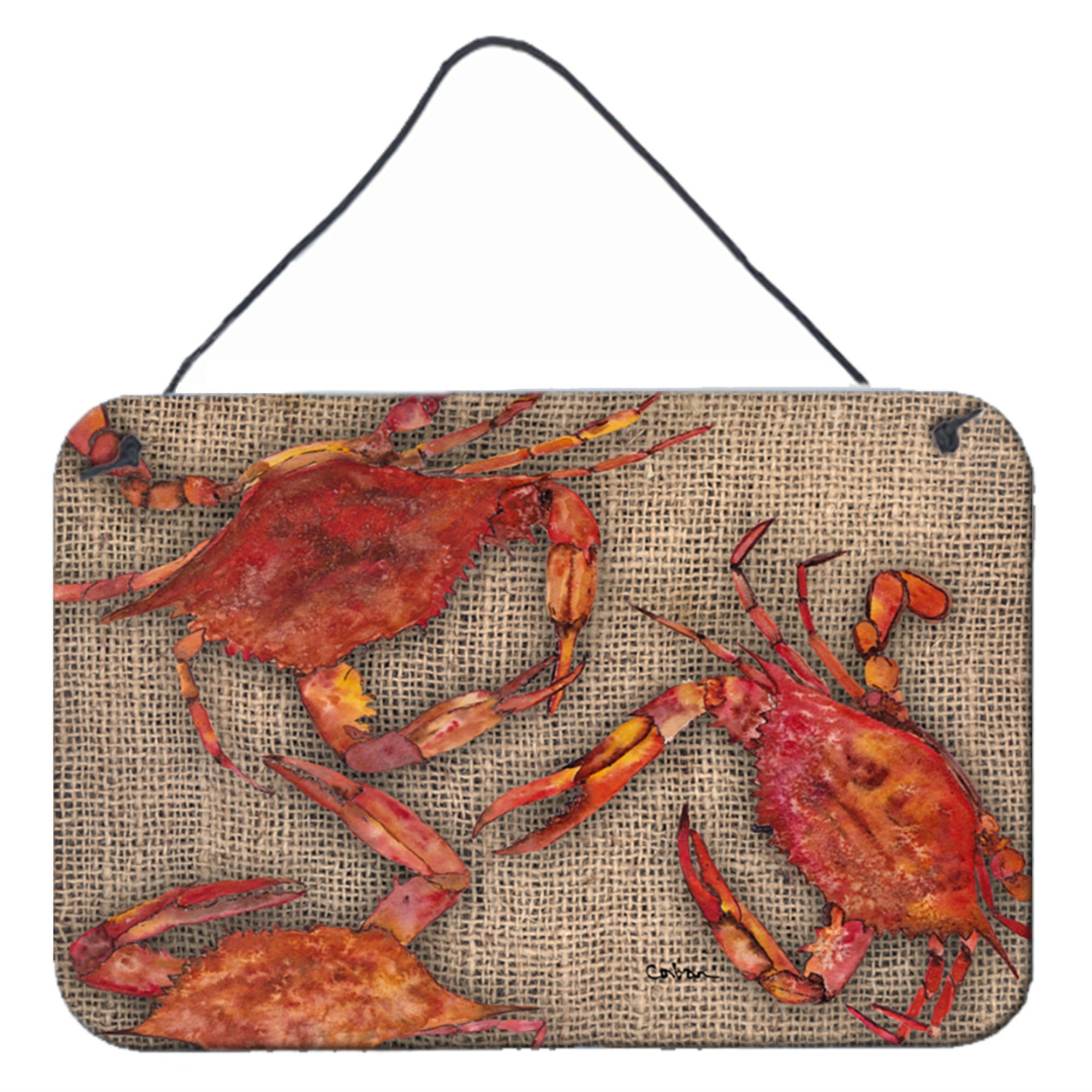'Caroline'S Treasures Cooked Crabs On Faux Burlap Aluminum Metal Wall Or Door Hanging Prints, 8 X 12''''''