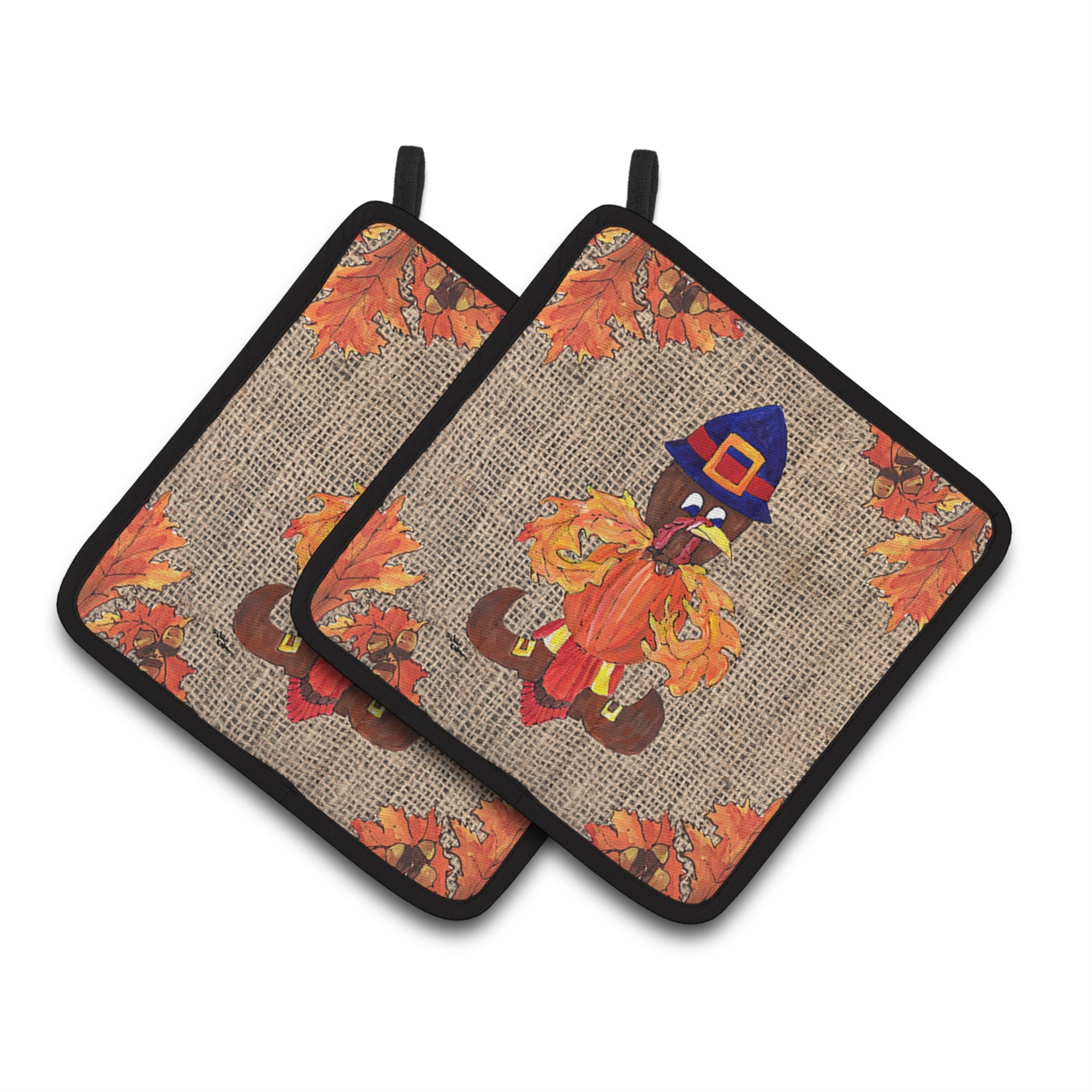 'Caroline'S Treasures Thanksgiving Turkey Pilgram Fleur De Lis Pair Of Pot Holders 8743Pthd, 7.5Hx7.5W, Multicolor''