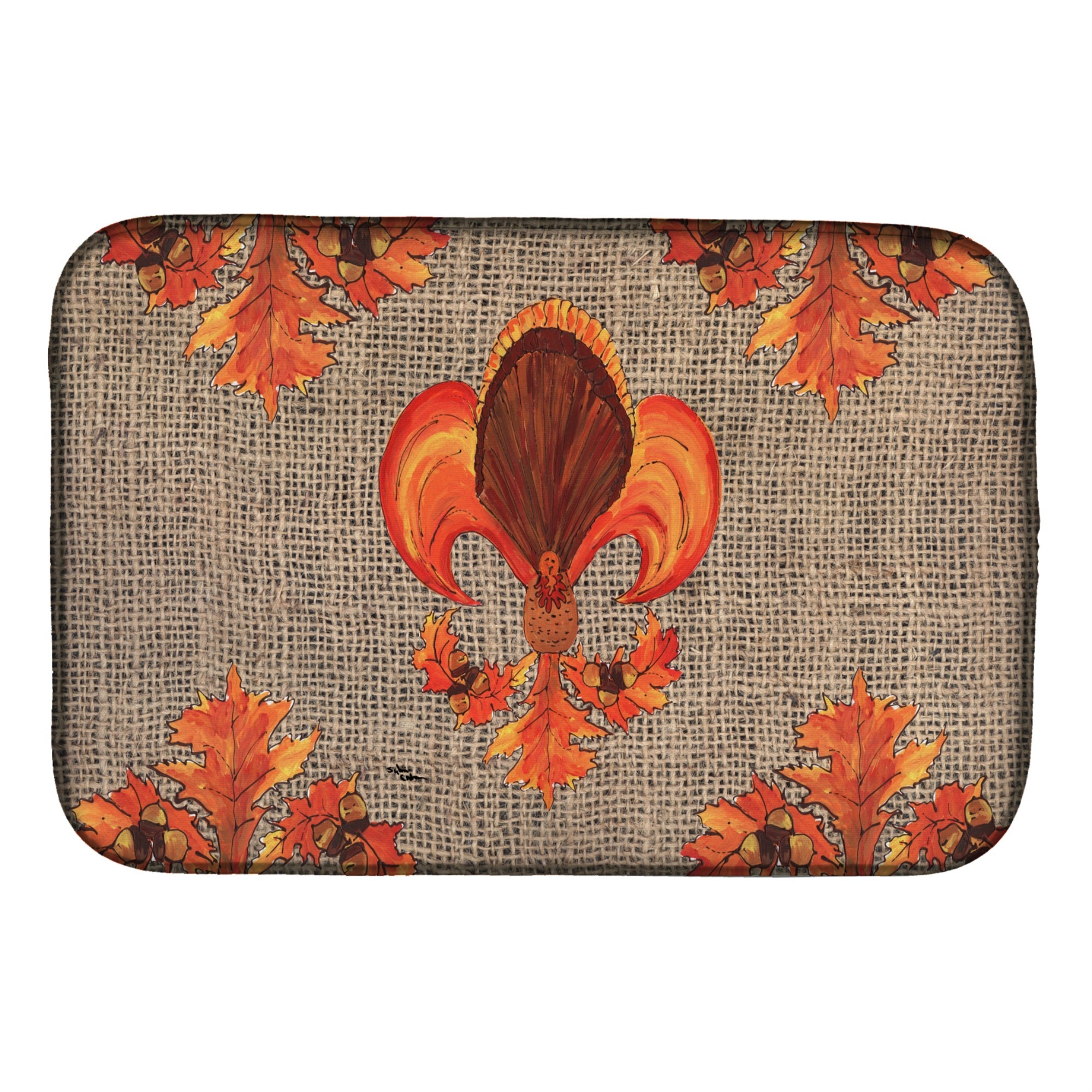 'Caroline'S Treasures Thanksgiving Turkey Fleur De Lis Dish Drying Mat, 14'''' X 21'''', Multicolor''