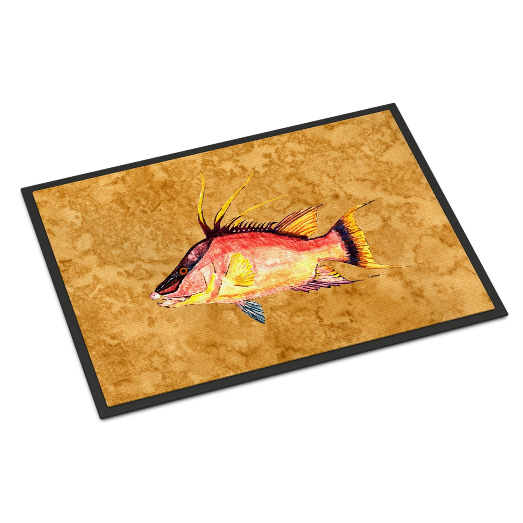 'Caroline'S Treasures 8751Mat Hog Snapper On Gold Indoor Or Outdoor Mat, 18 X 27'''', Multicolor''