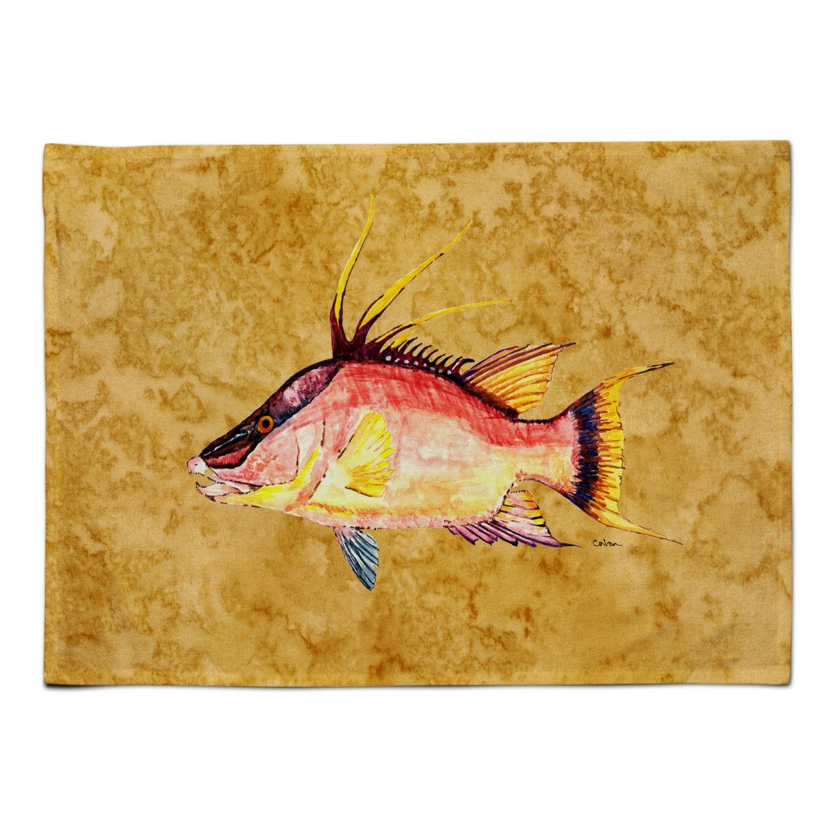 'Caroline'S Treasures 8751Plmt Hog Snapper On Gold Fabric Placemat, Multicolor''