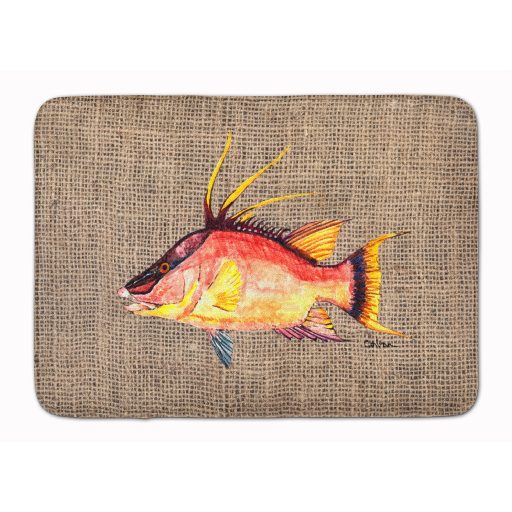 'Caroline'S Treasures Hog Snapper On Faux Burlap Floor Mat, 19'''' X 27'''', Multicolor''