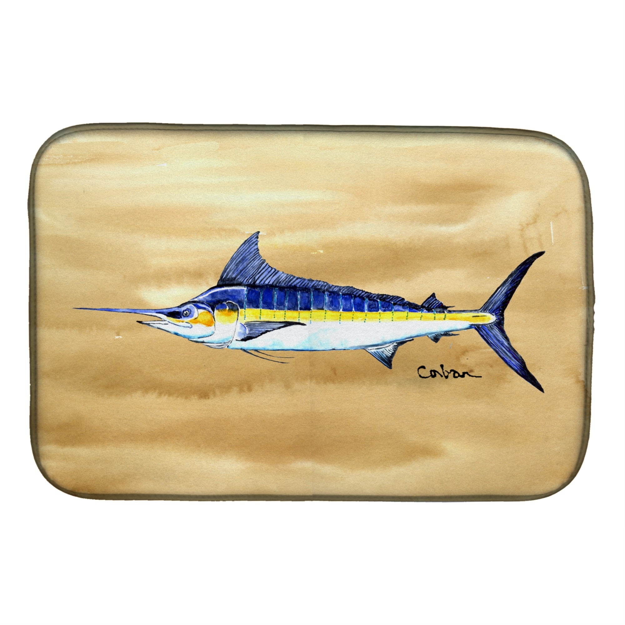 'Caroline'S Treasures Swordfish On Sandy Beach Dish Drying Mat, 14'''' X 21'''', Multicolor''