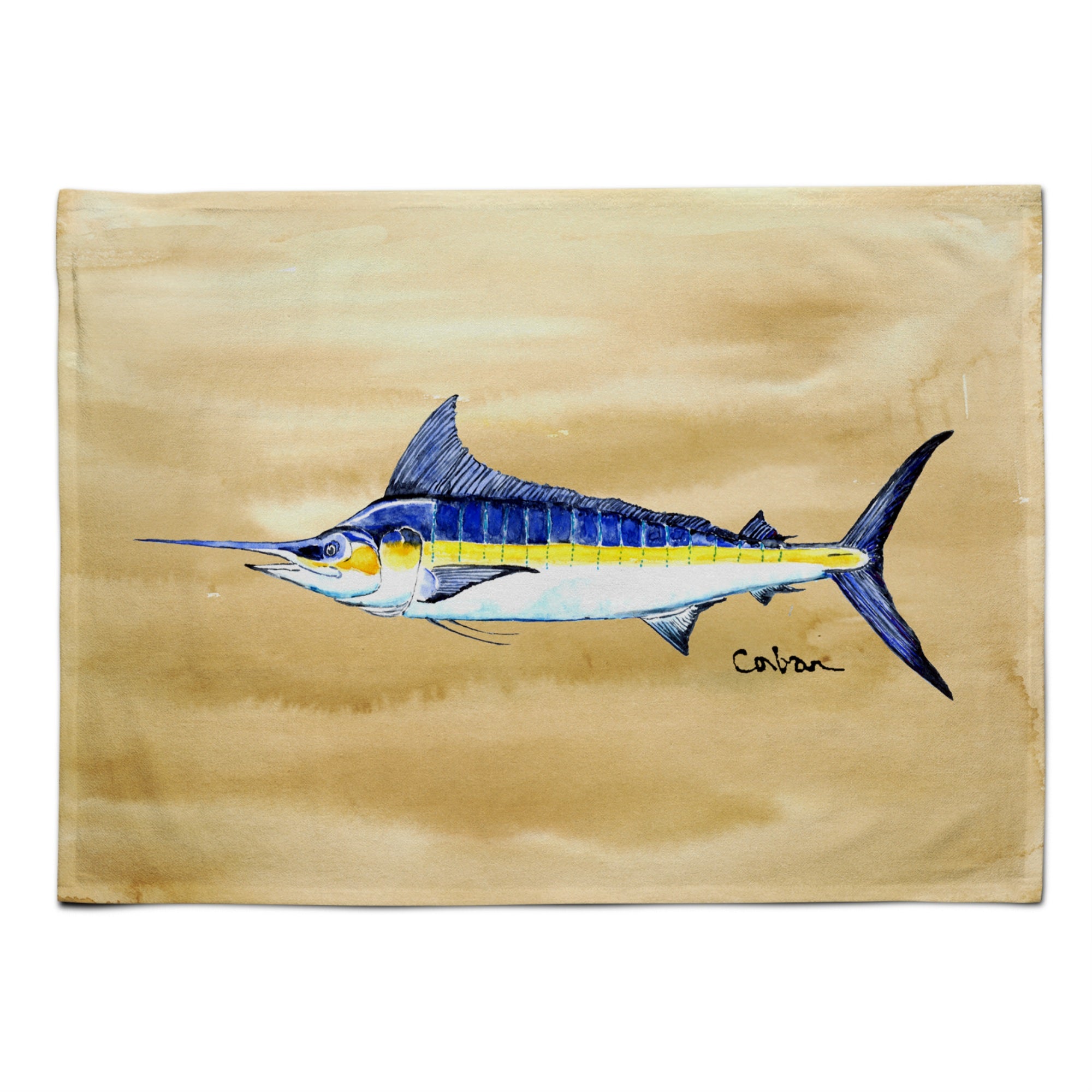 'Caroline'S Treasures 8754Plmt Swordfish On Sandy Beach Fabric Placemat, Multicolor''