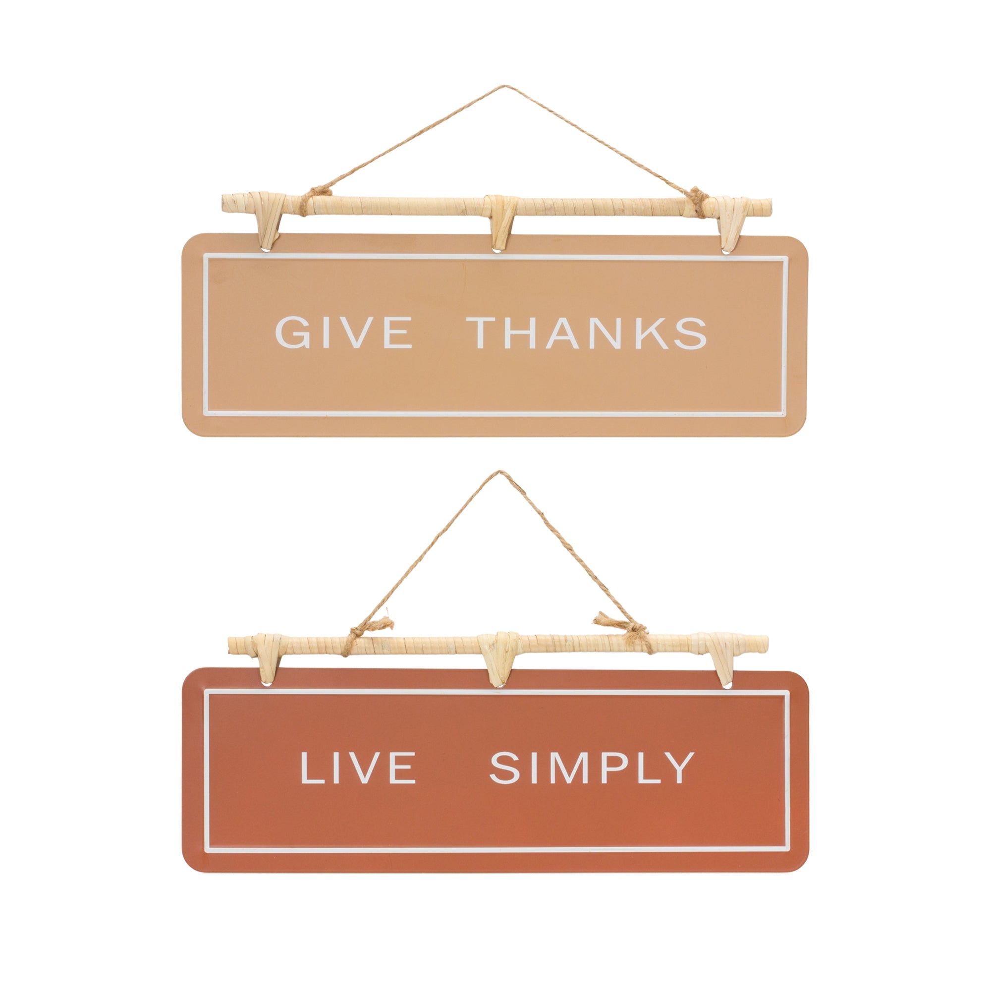 Live Simply and Give Thanks Sign (Set of 2) 15.75L x 9H Iron