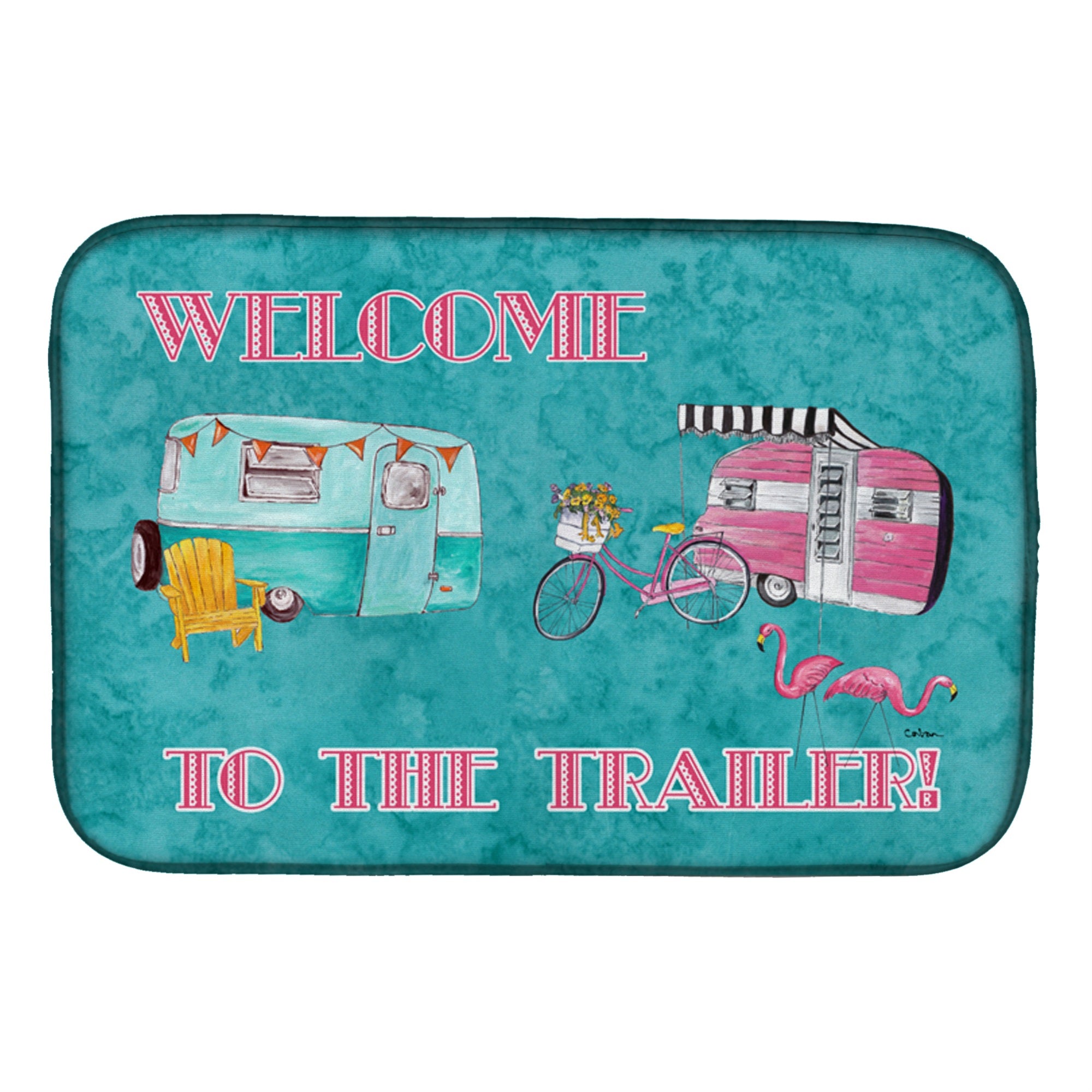 'Caroline'S Treasures Welcome To The Trailer Dish Drying Mat, 14'''' X 21''''''