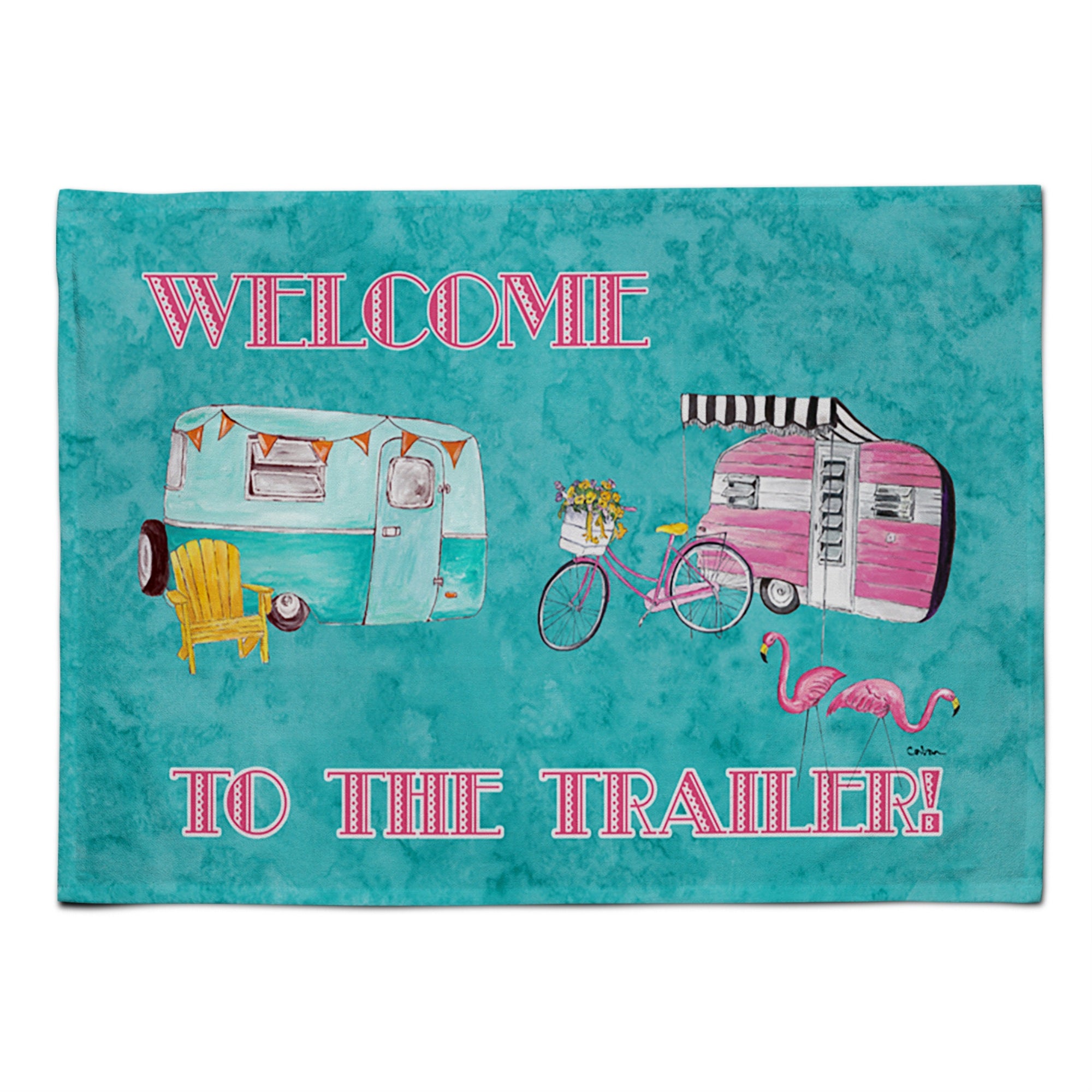 'Caroline'S Treasures 8760Plmt Welcome To The Trailer Fabric Placemat, Multicolor''