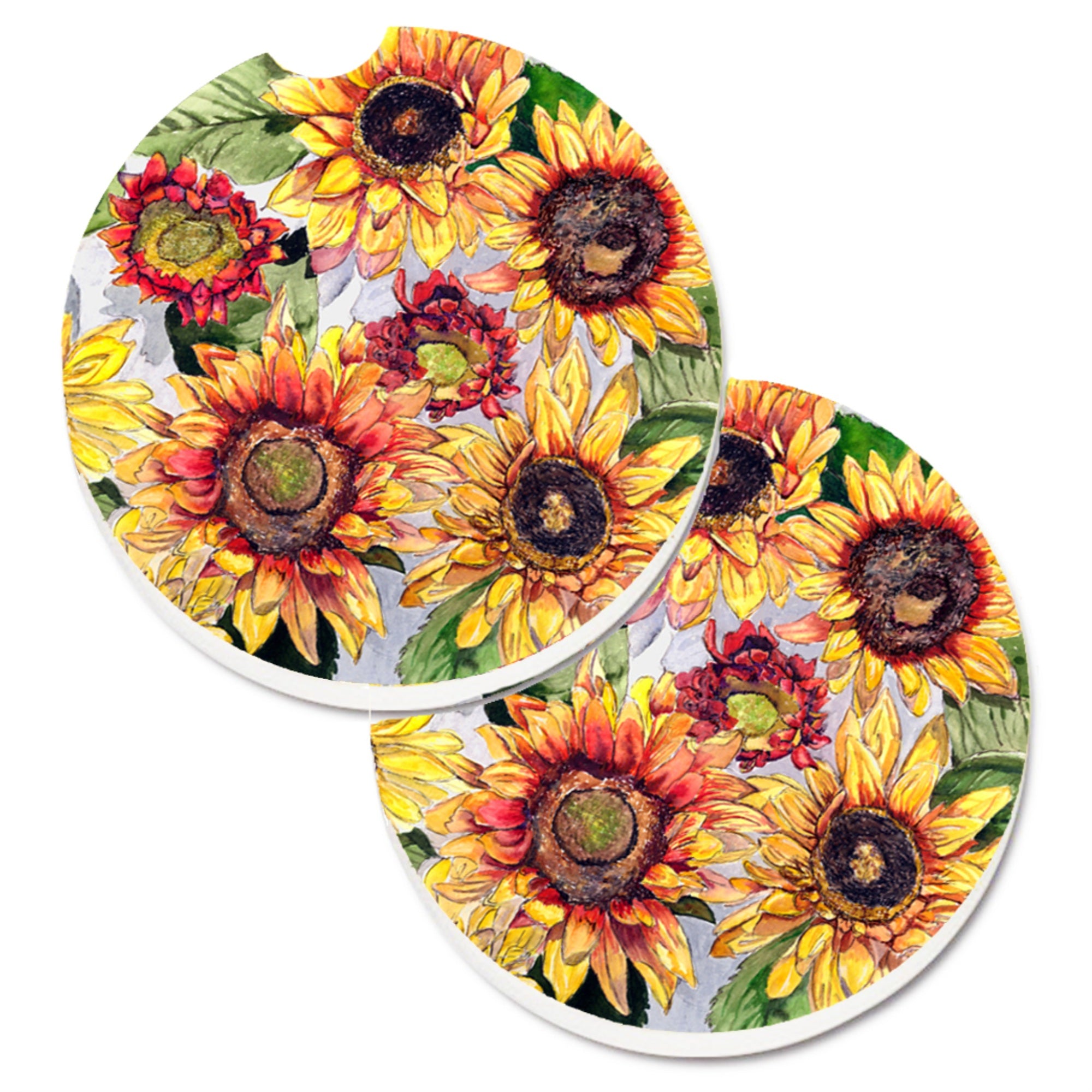 'Caroline'S Treasures Sunflowers Set Of 2 Cup Holder Car Coasters 8766Carc, 2.56, Multicolor''