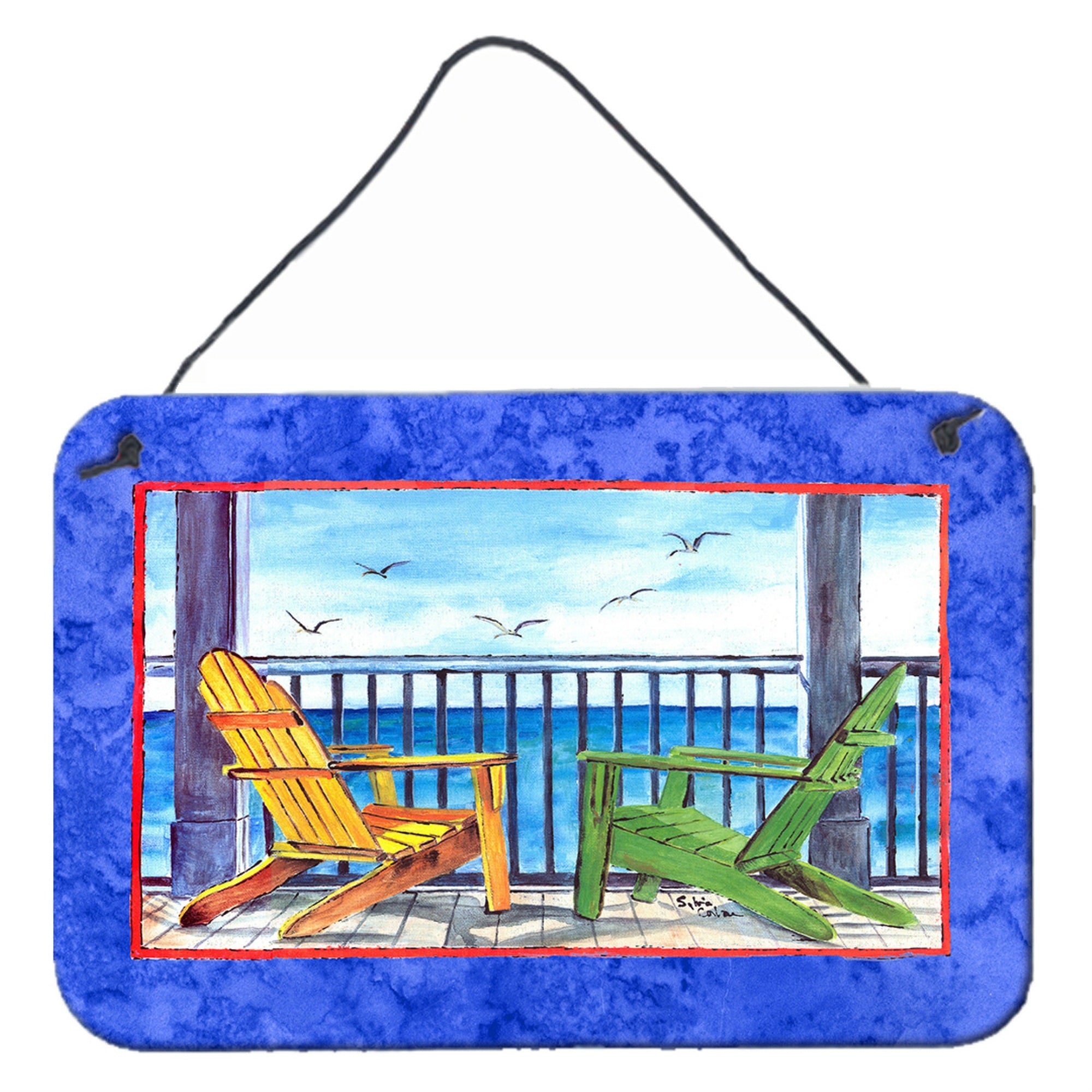 'Caroline'S Treasures Adirondack Chairs Blue Aluminum Metal Wall Or Door Hanging Prints, 8 X 12''''''