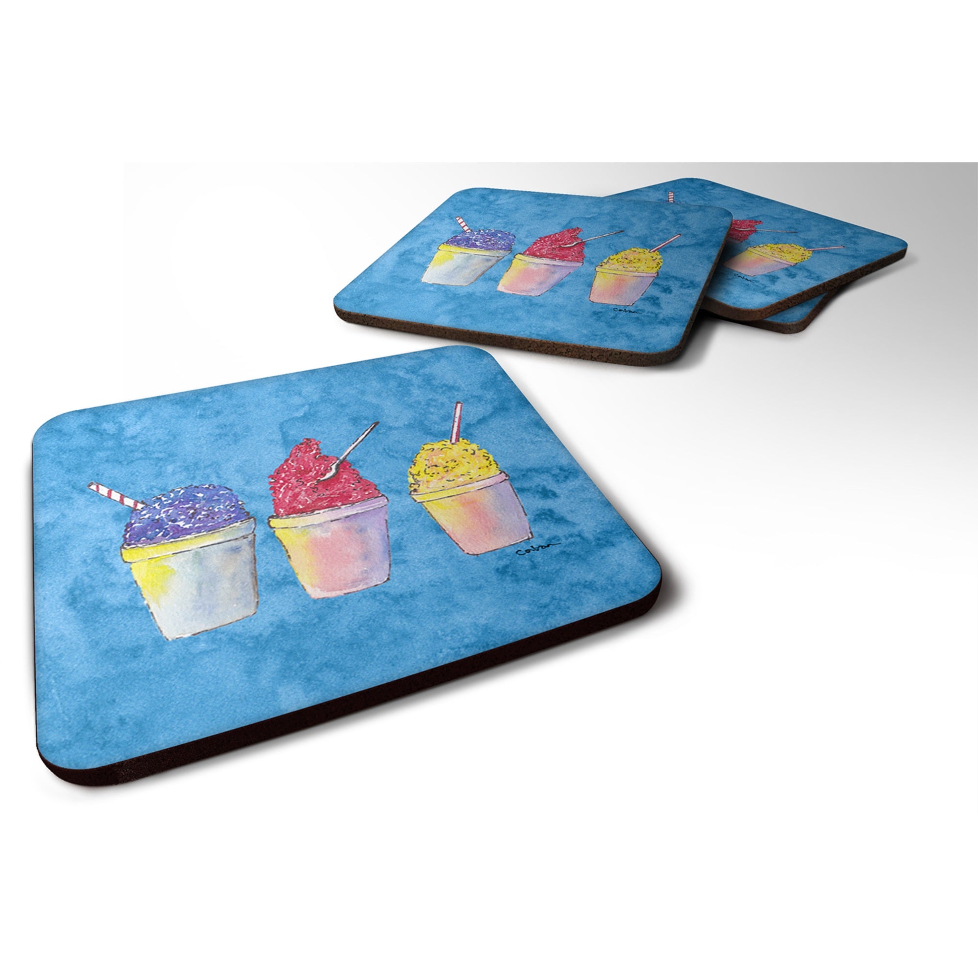 'Caroline'S Treasures 8780Fc Snowballs Foam Coasters (Set Of 4), 3.5'''' H X 3.5'''' W, Multicolor''