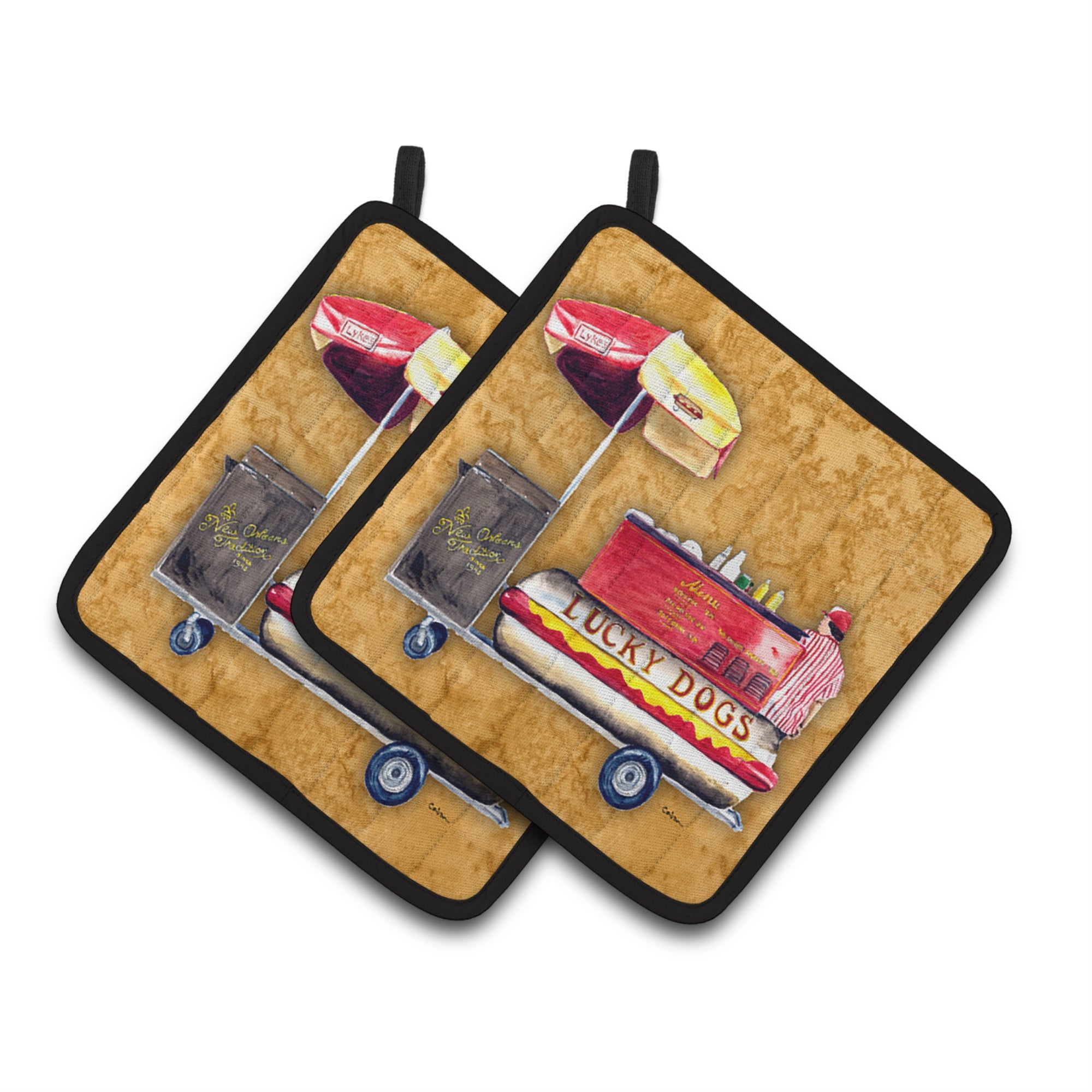 'Caroline'S Treasures Hot Dog Pair Of Pot Holders 8781Pthd, 7.5Hx7.5W, Multicolor''