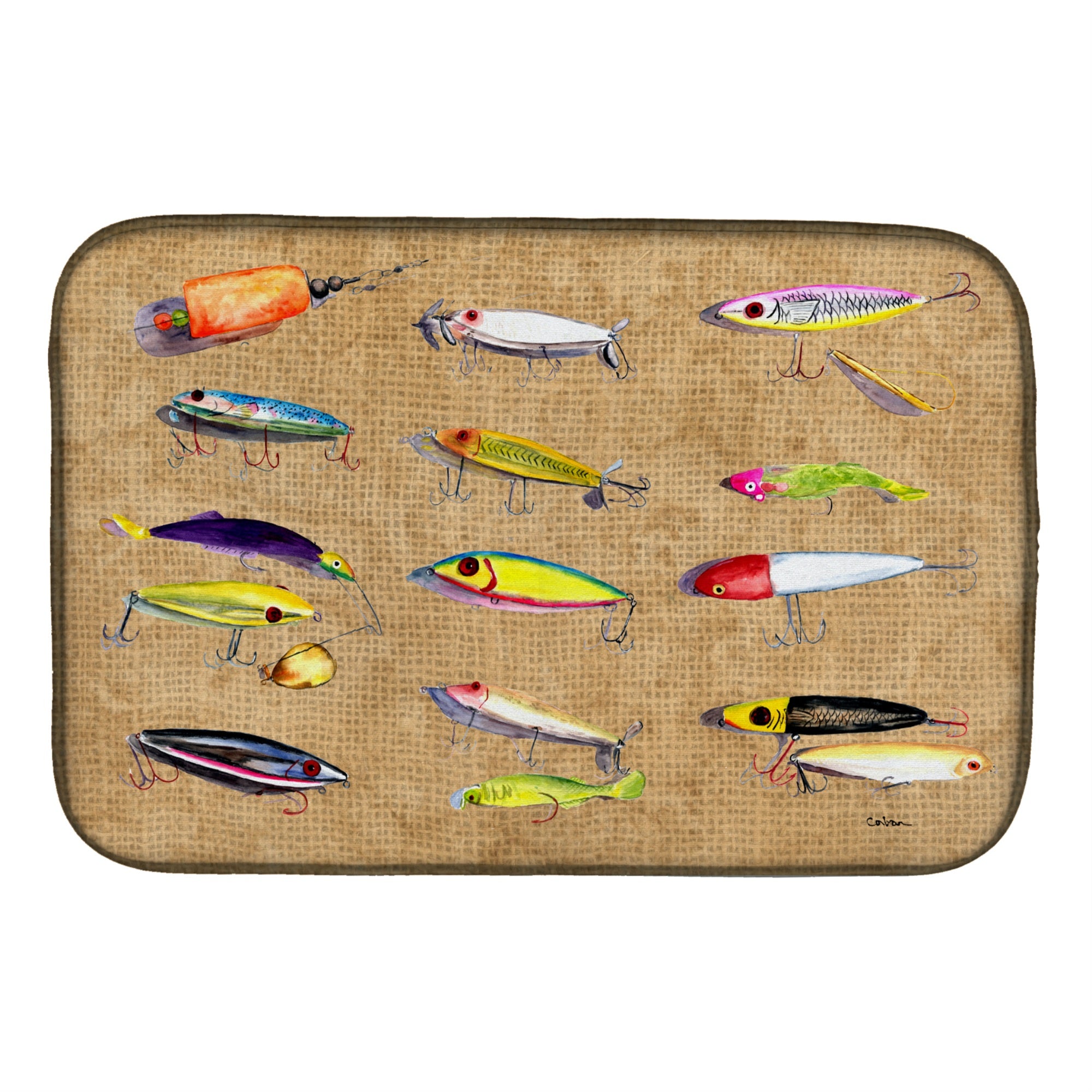 'Caroline'S Treasures Fishing Lures Dish Drying Mat, 14'''' X 21'''', Multicolor''