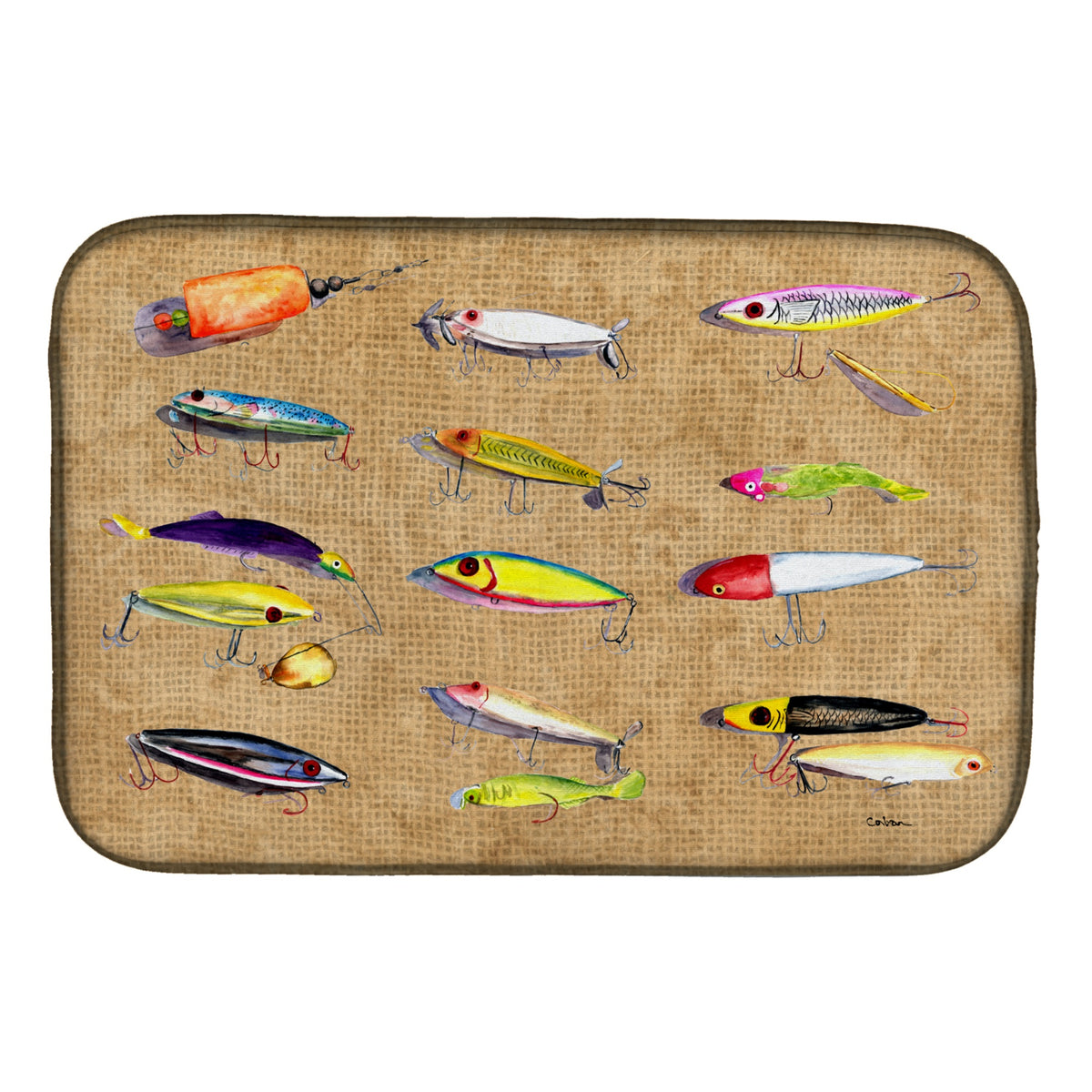 'Caroline'S Treasures Fishing Lures Dish Drying Mat, 14'''' X 21'''', Multicolor''