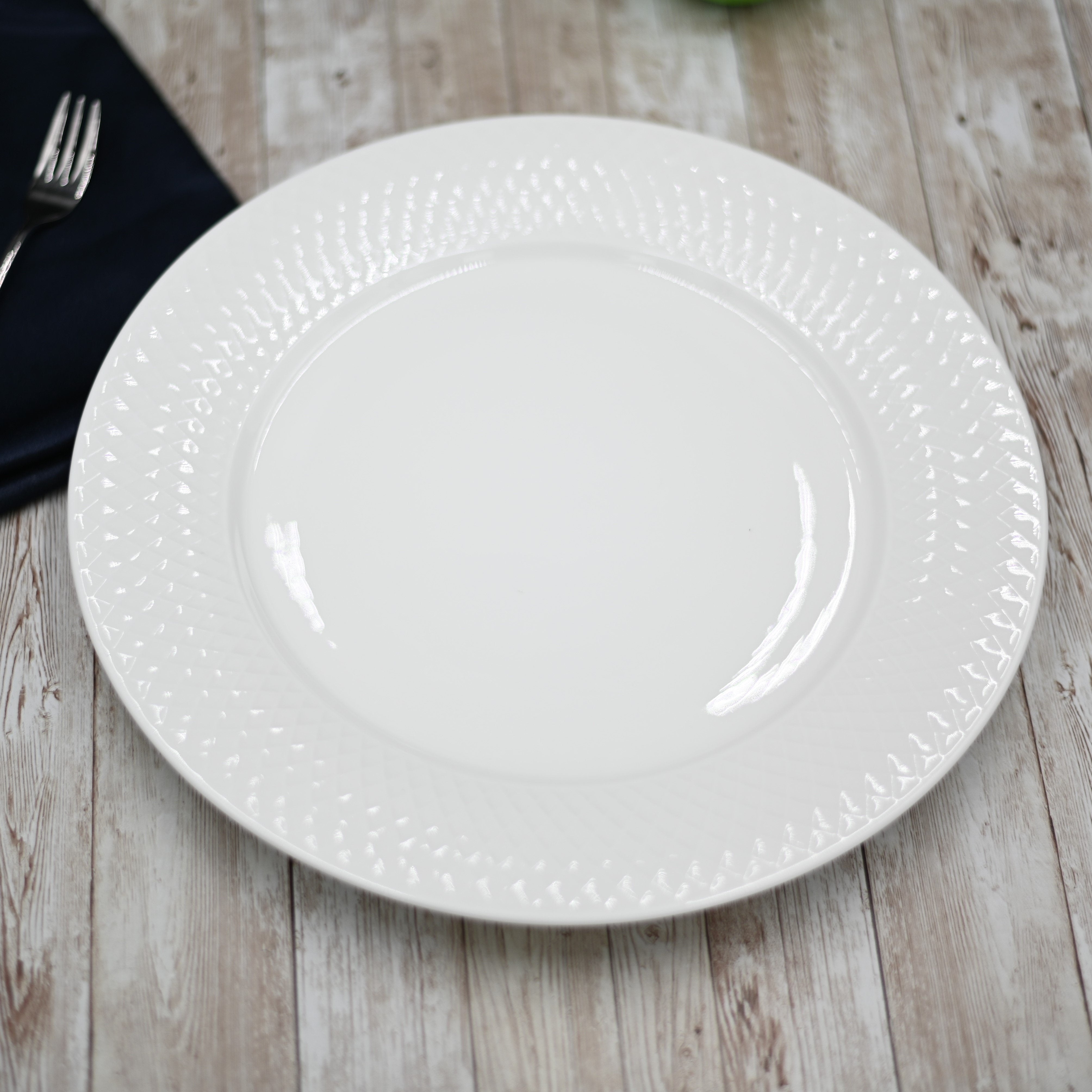 White Dinner Plate With Embossed Wide Rim 10" inch |