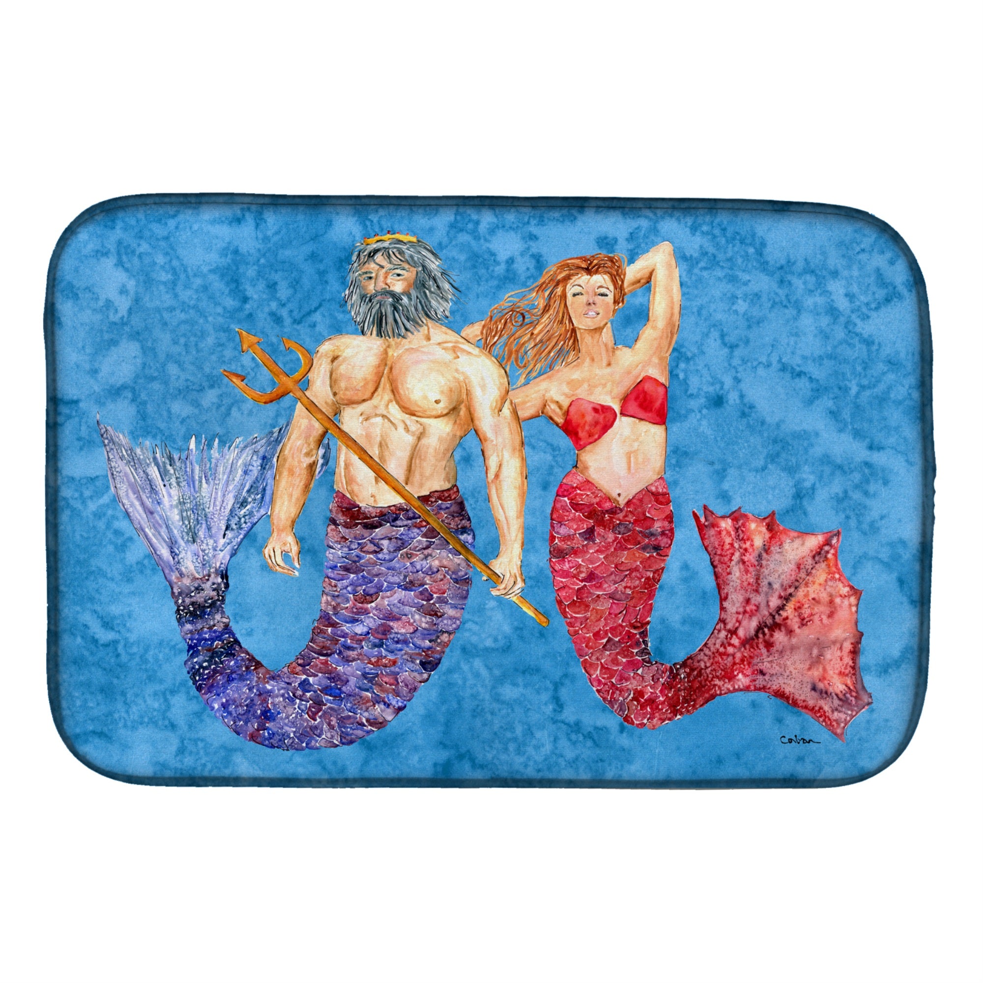 'Caroline'S Treasures Mermaid And Merman Dish Drying Mat, 14'''' X 21'''', Multicolor''