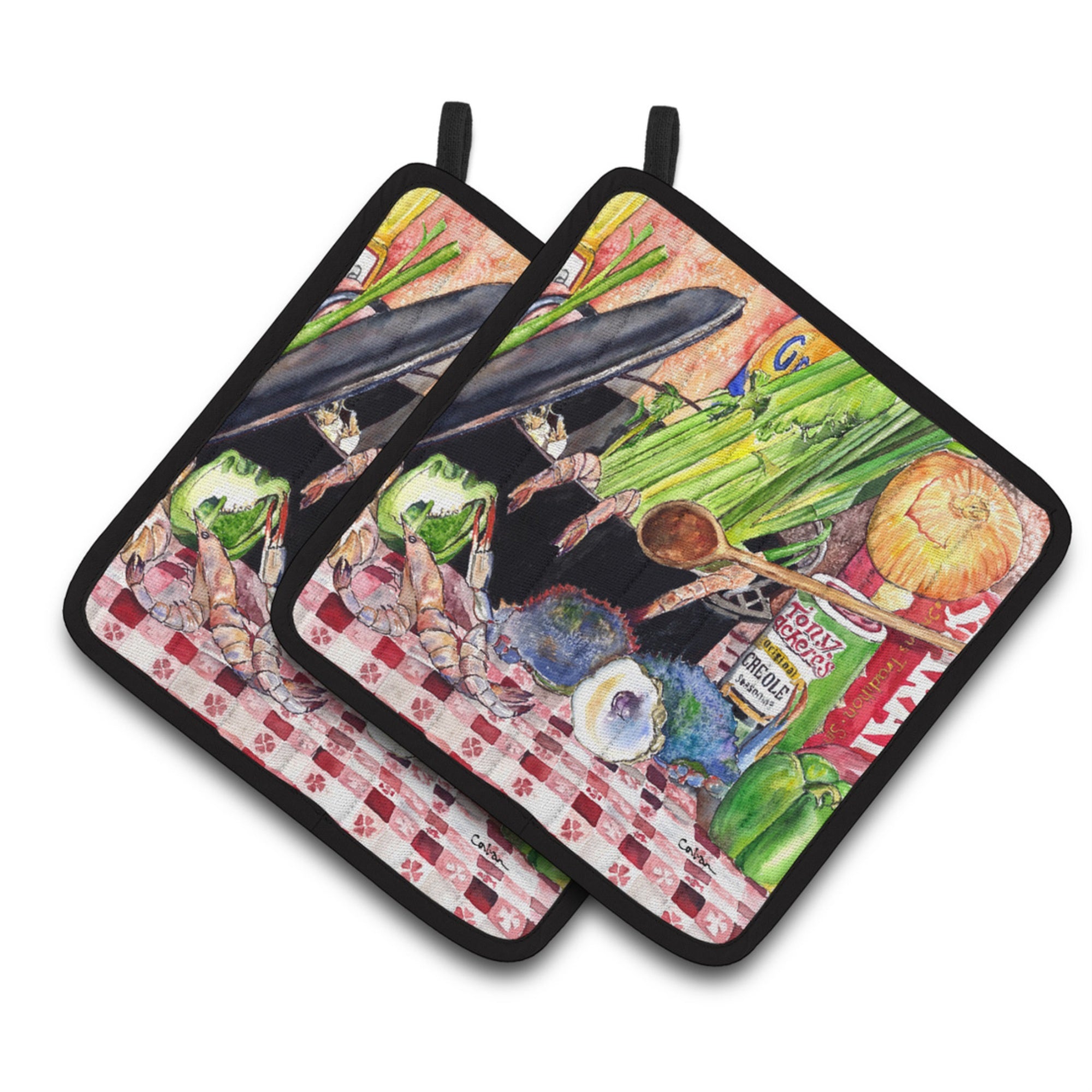 'Caroline'S Treasures Recipe For Gumbo & Potato Salad Flag Pair Of Pot Holders 8825-2Pthd, 7.5Hx7.5W, Multicolor''