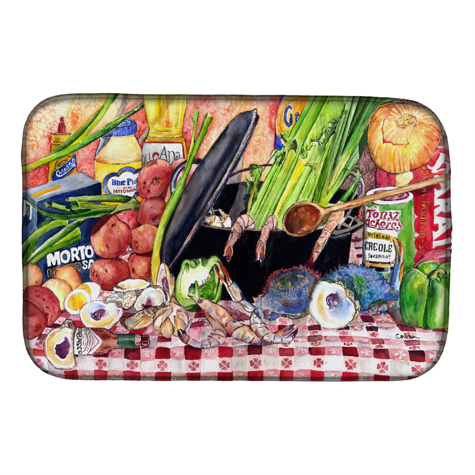 'Caroline'S Treasures Gumbo And Potato Salad Dish Drying Mat, 14'''' X 21'''', Multicolor''