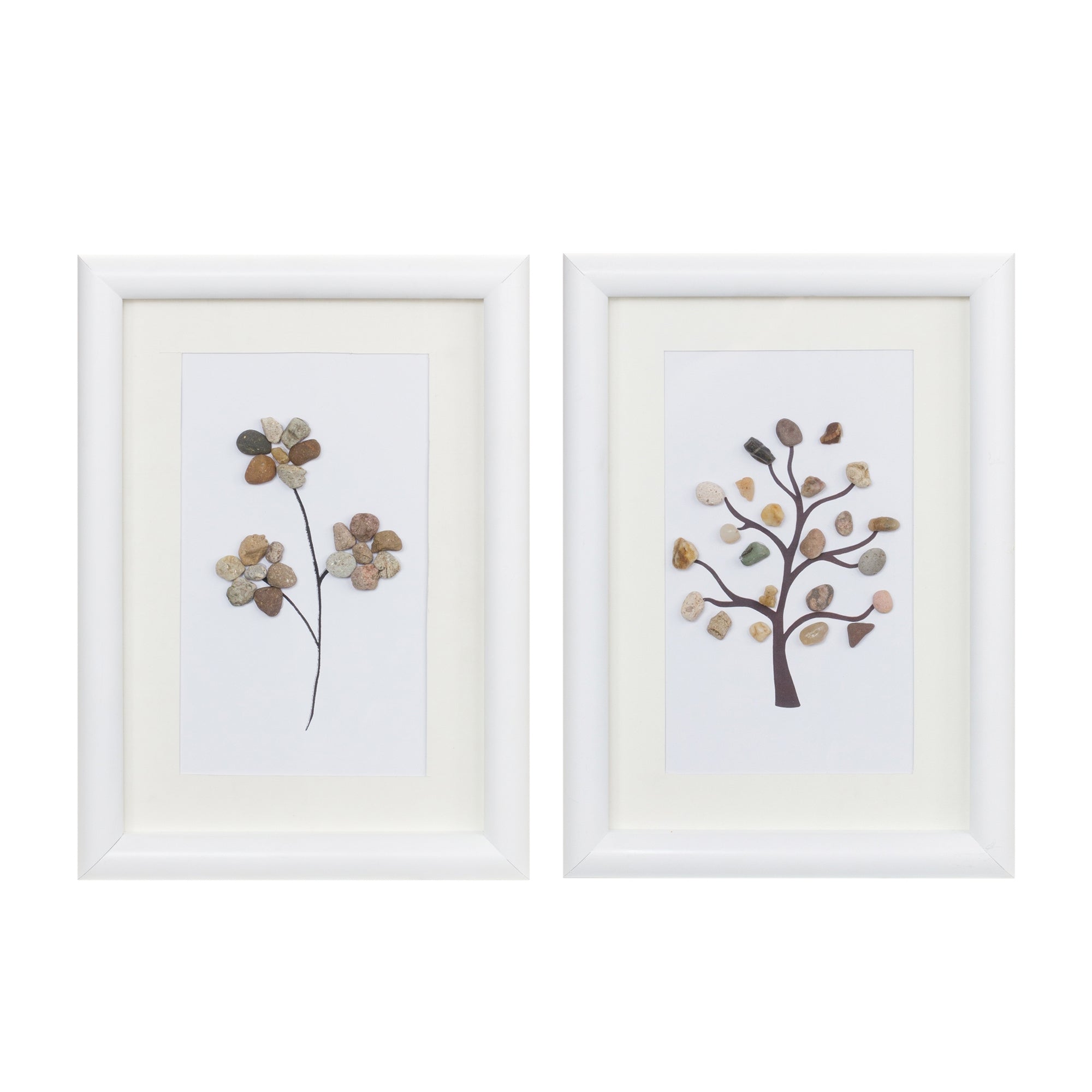 Tree and Floral Wall Art (Set of 2) 10.25L x 14.25H MDF/Glass