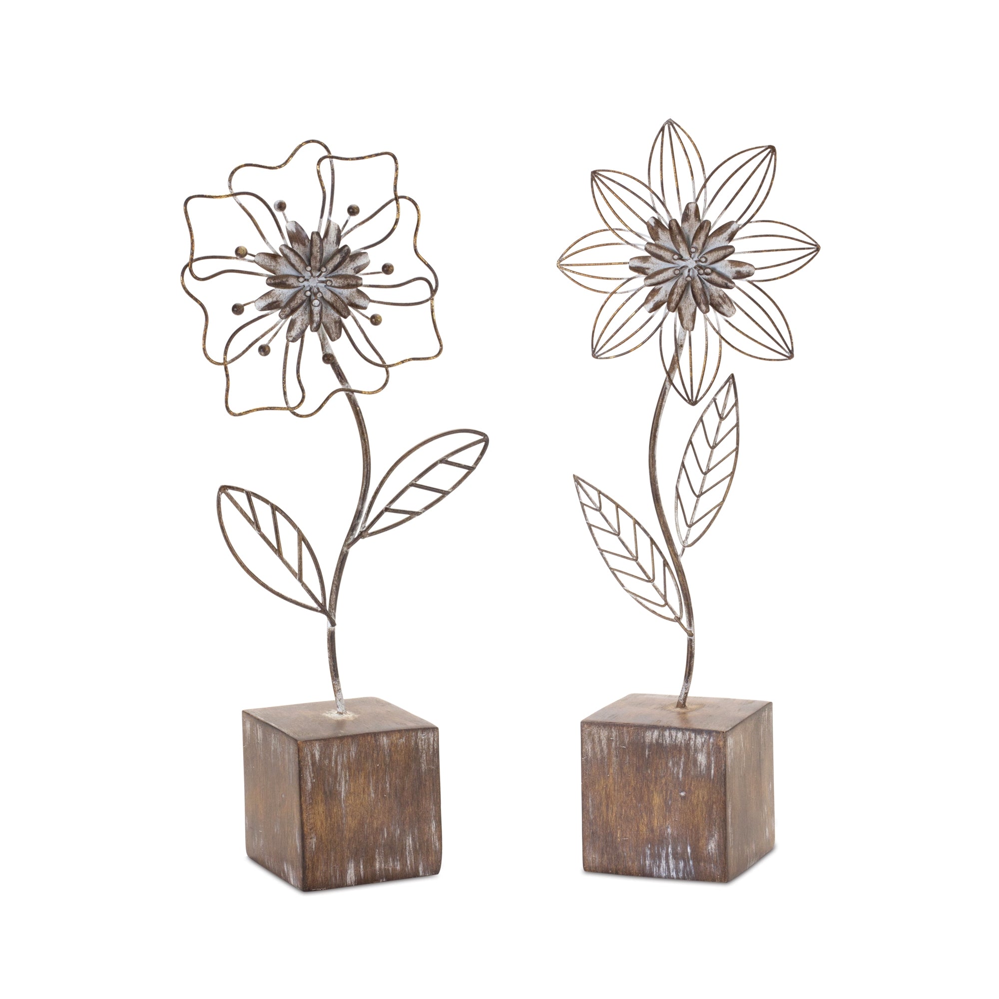 Floral Decor (Set of 2) 14.5H Resin/Metal