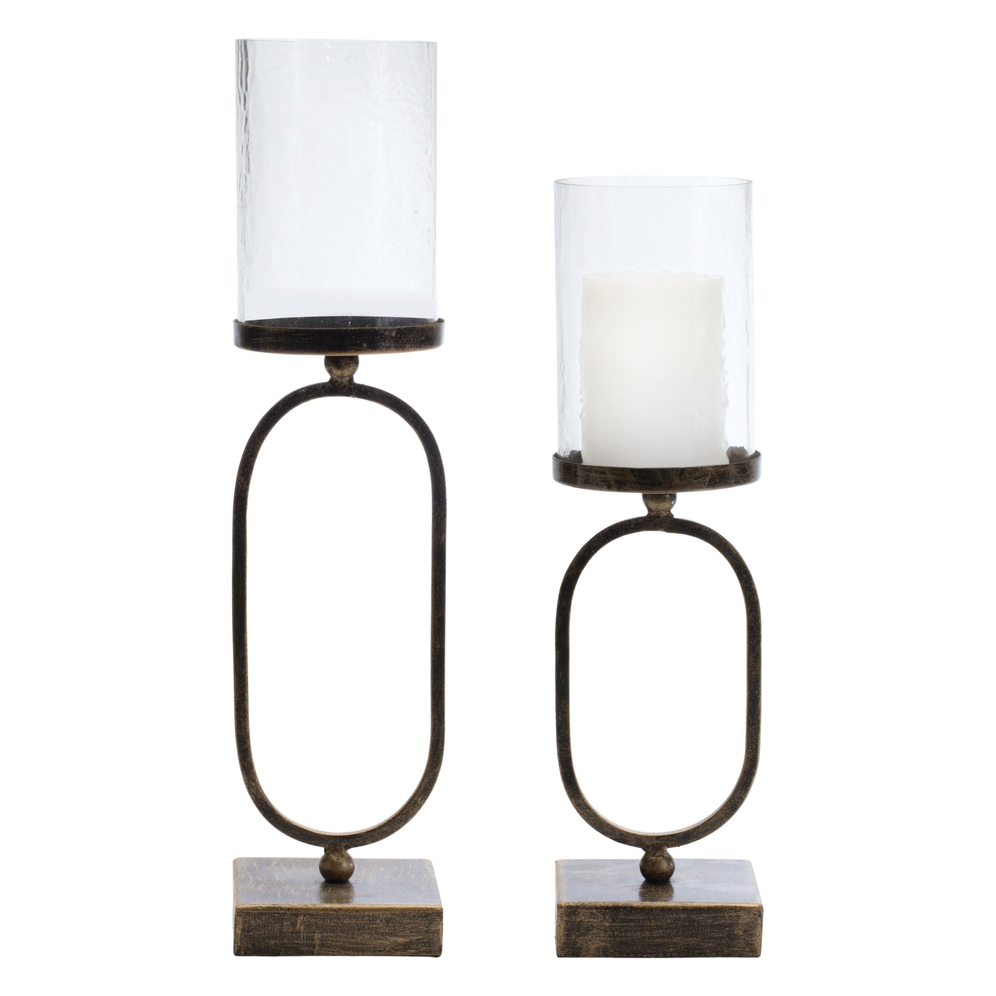 Candle Holder (Set of 2) 15.75H, 18H Iron/Glass