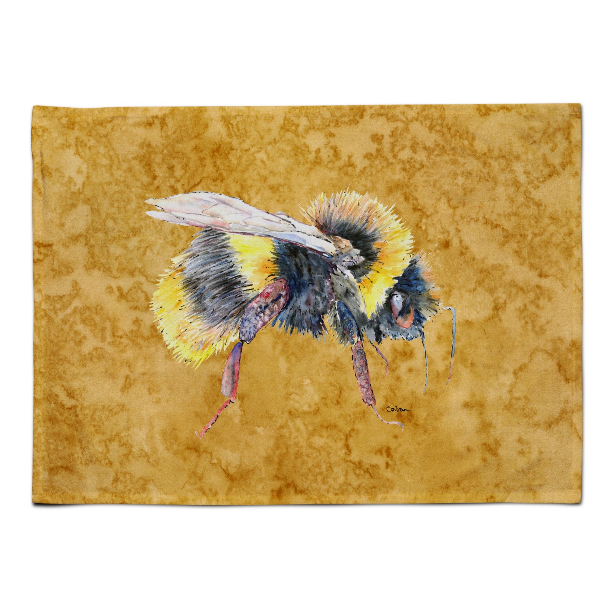 'Caroline'S Treasures 8850Plmt Bee On Gold Fabric Placemat, Multicolor''