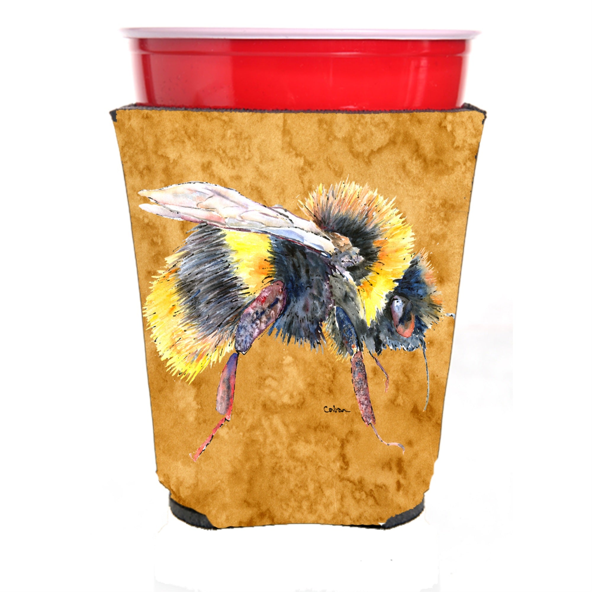 Bee On Gold Red Solo Cup Beverage Insulator Hugger