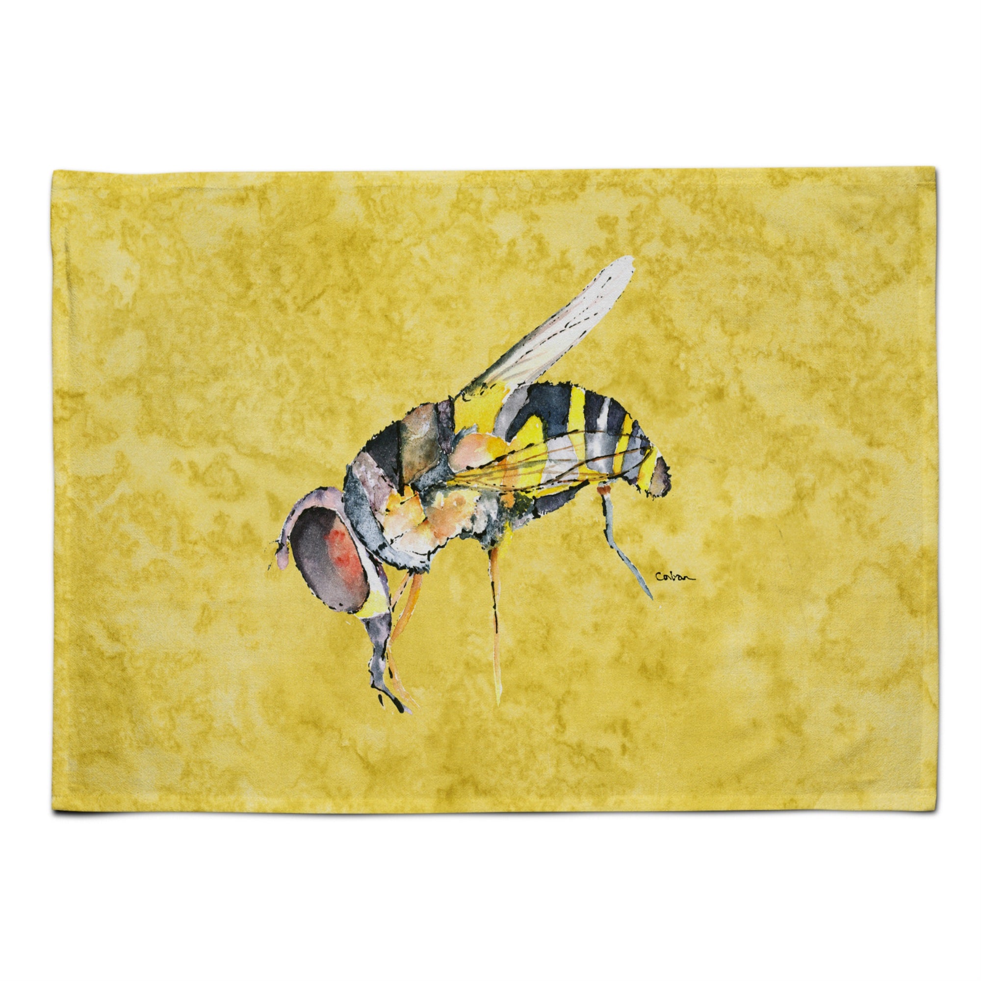 'Caroline'S Treasures 8851Plmt Bee On Yellow Fabric Placemat, Multicolor''