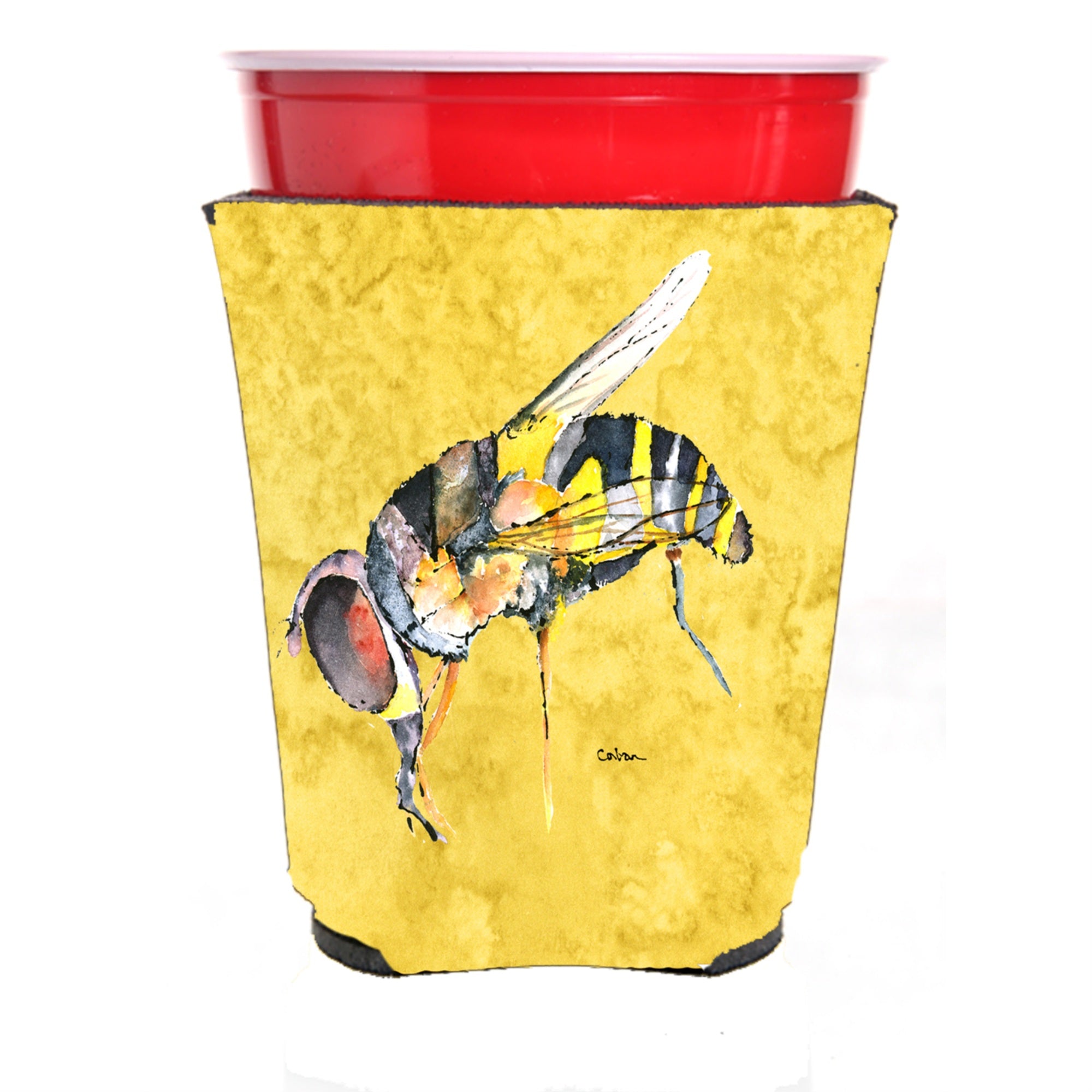 Bee On Yellow Red Solo Cup Beverage Insulator Hugger