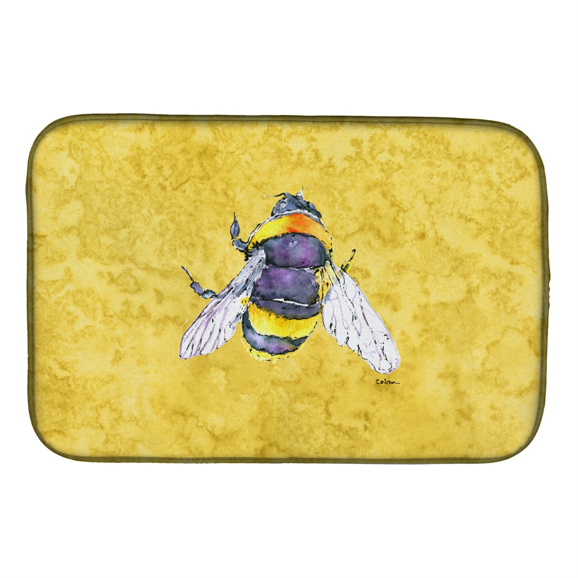 'Caroline'S Treasures Bee On Yellow Dish Drying Mat, 14'''' X 21'''', Multicolor''