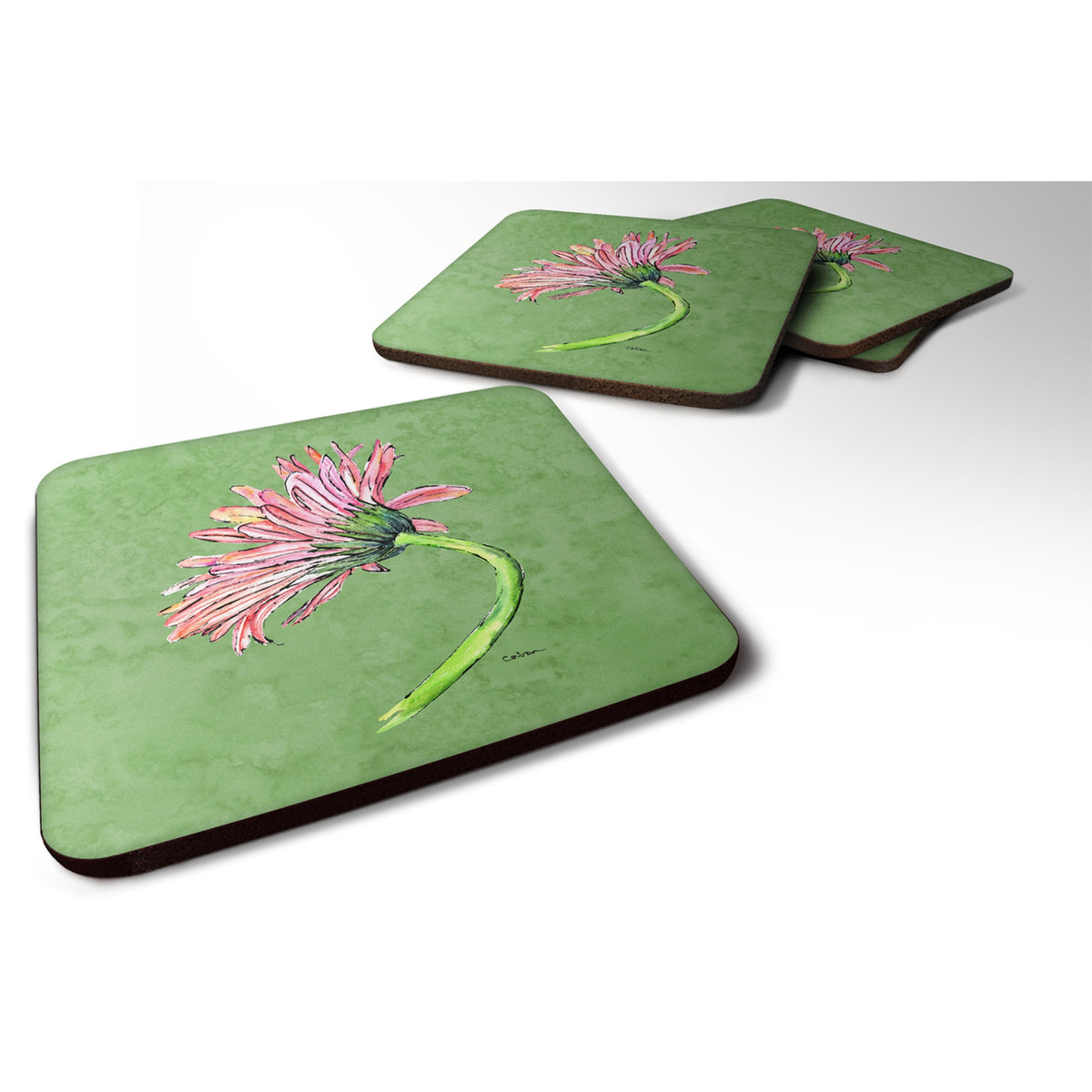 'Caroline'S Treasures 8853Fc Gerber Daisy Pink Foam Coasters (Set Of 4), 3.5'''' H X 3.5'''' W, Multicolor''