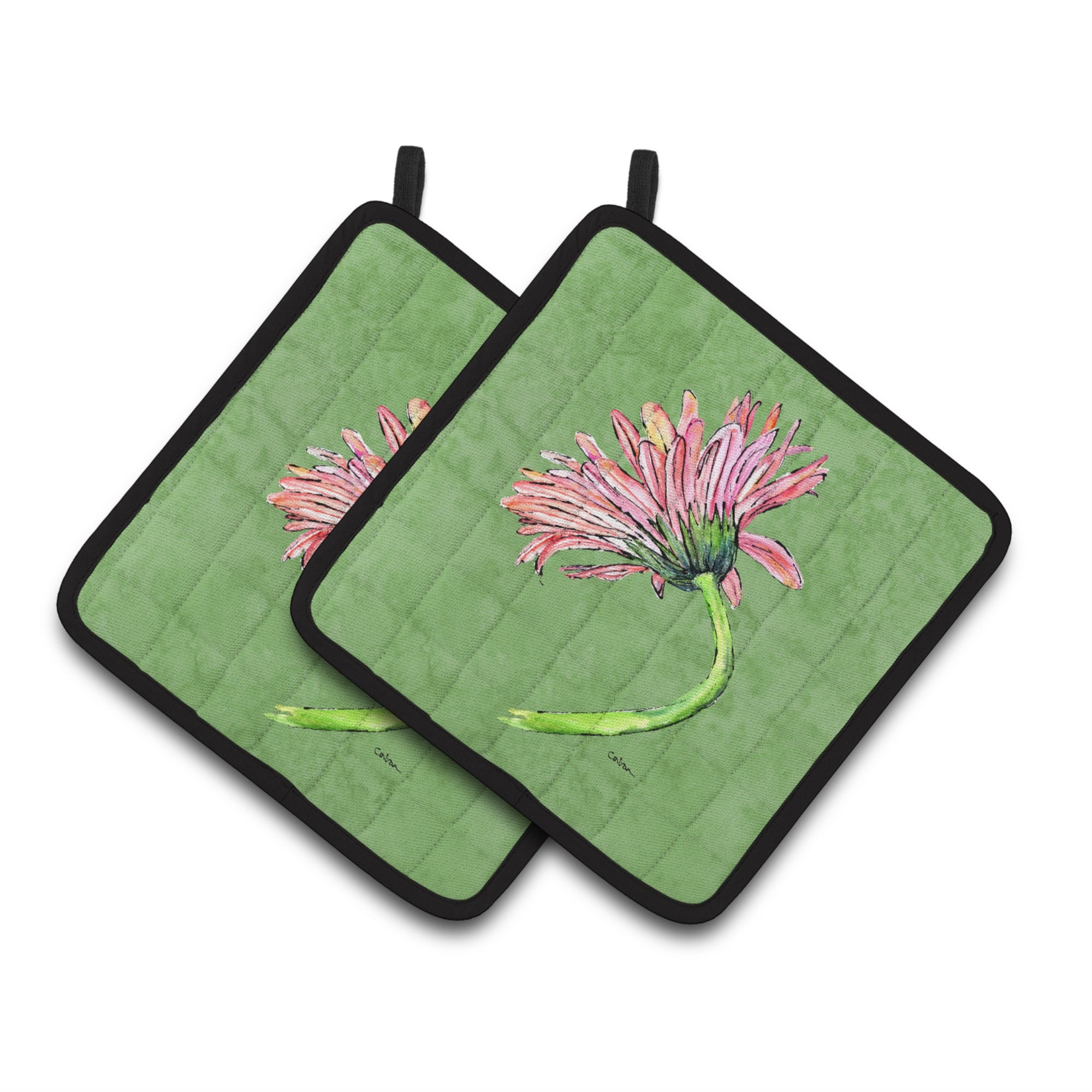 'Caroline'S Treasures Gerber Daisy Pink Pair Of Pot Holders 8853Pthd, 7.5Hx7.5W, Multicolor''