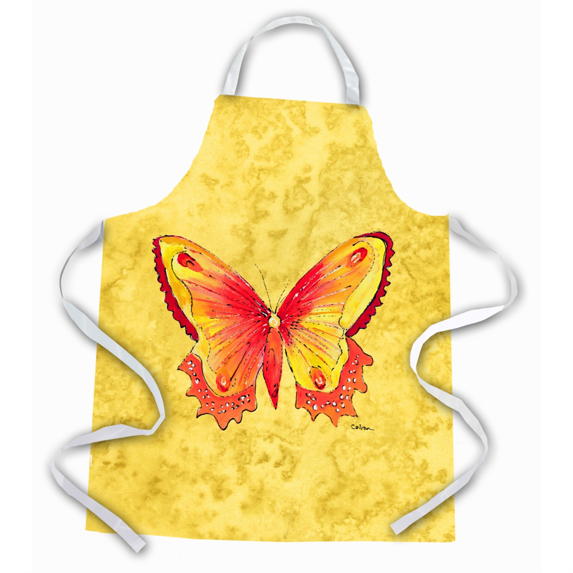 'Caroline'S Treasures 8857Apron Butterfly On Yellow Apron, Large, Multicolor''