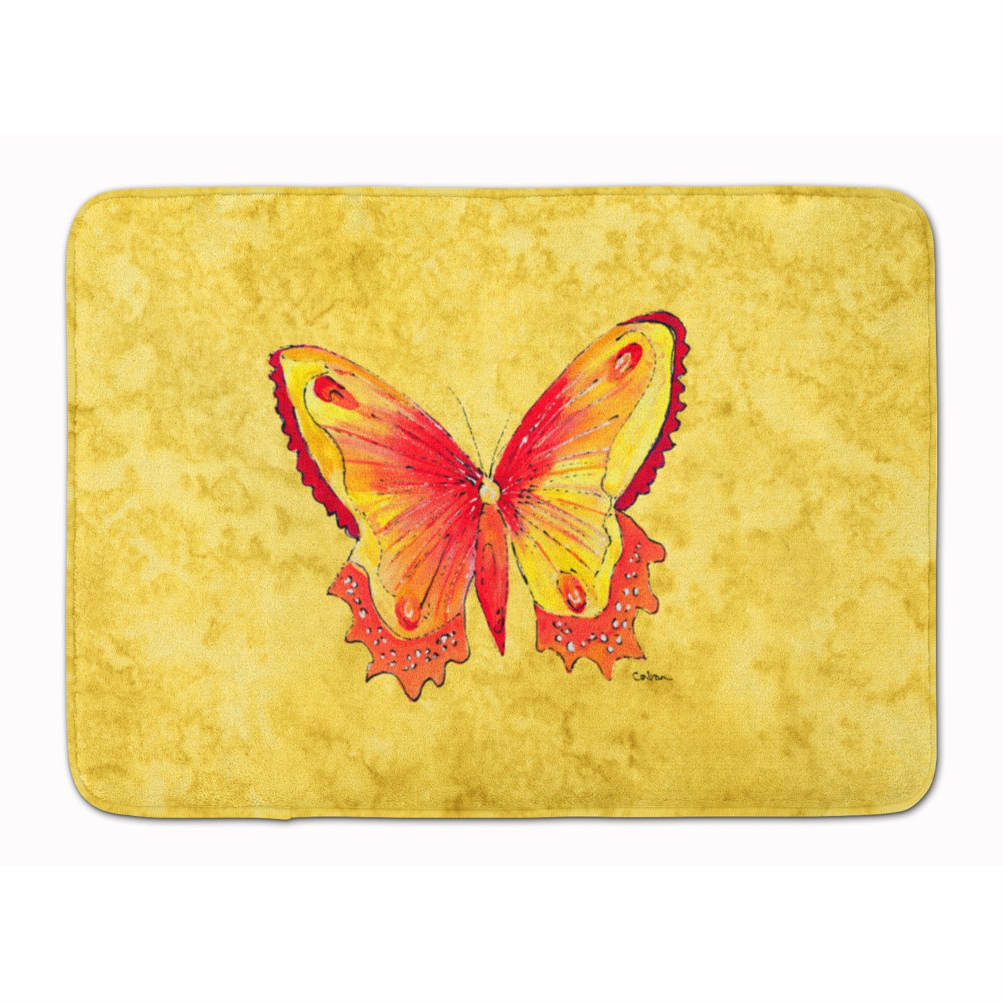 'Caroline'S Treasures Butterfly On Yellow Floor Mat, 19'''' X 27'''', Multicolor''
