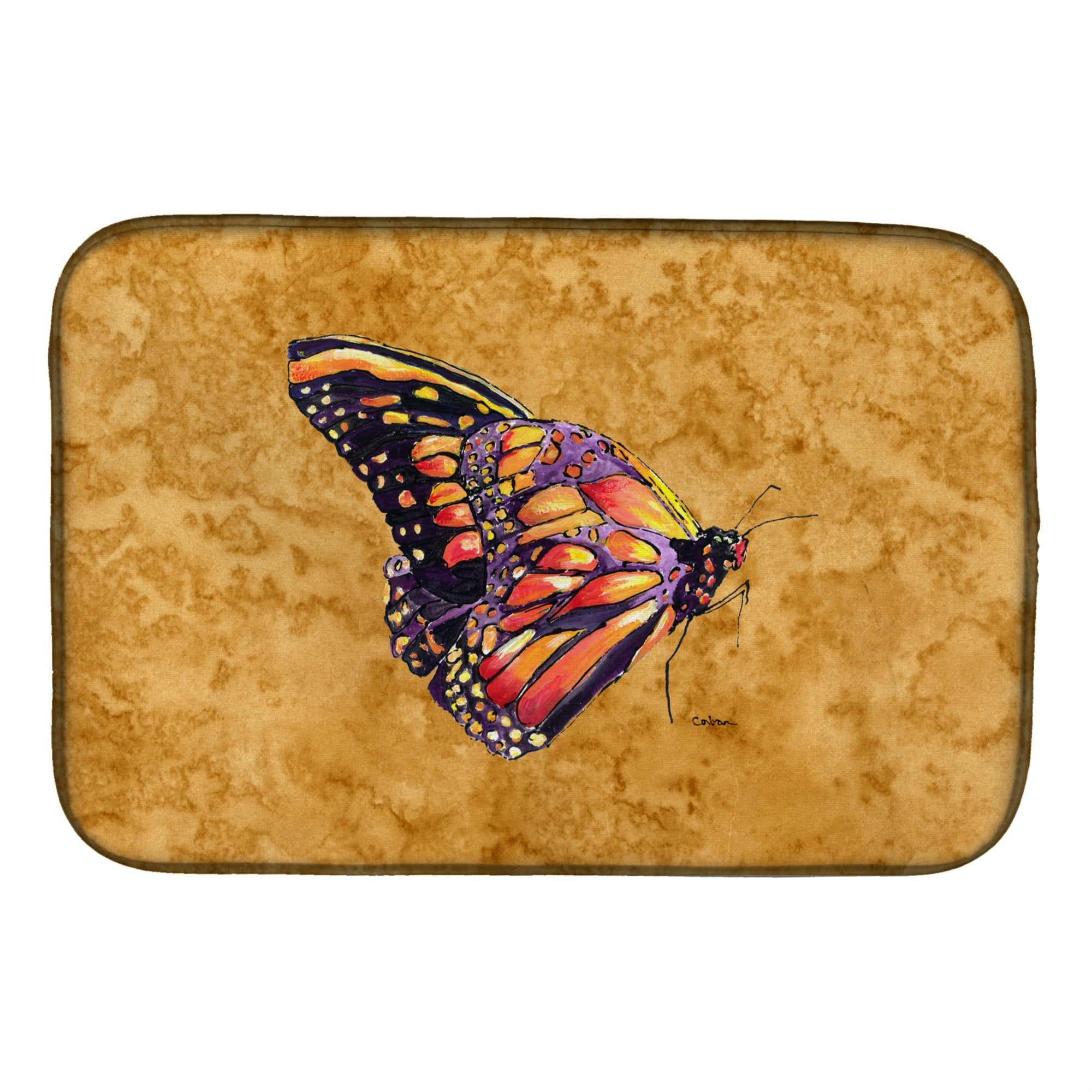 'Caroline'S Treasures Butterfly On Gold Dish Drying Mat, 14'''' X 21'''', Multicolor''