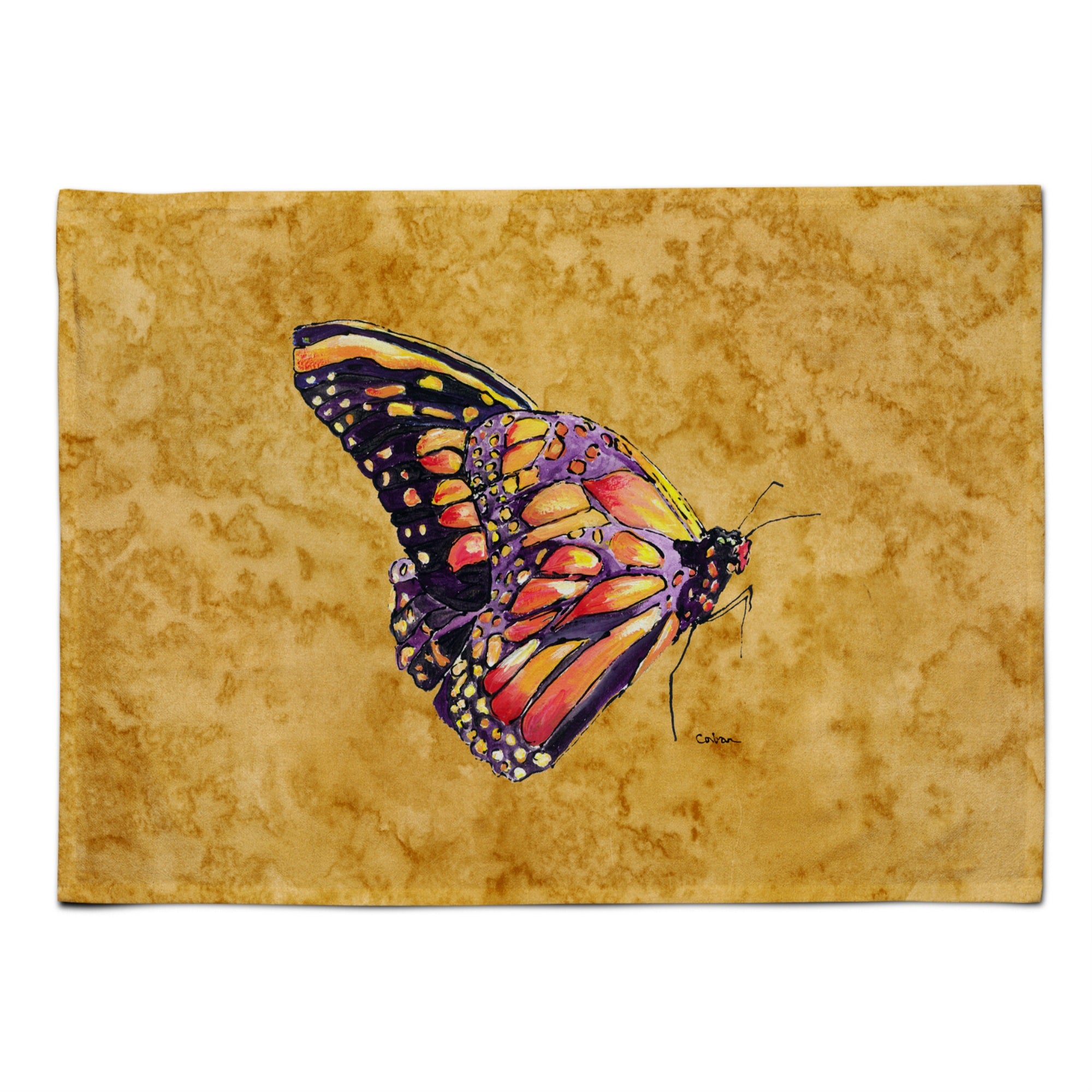 'Caroline'S Treasures 8858Plmt Butterfly On Gold Fabric Placemat, Multicolor''