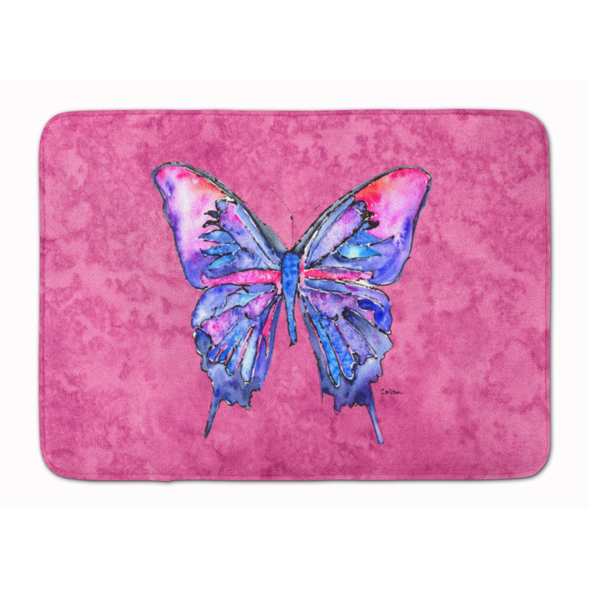 Carolines Treasures Butterfly on Pink Floor Mat, 19 x 27, Multicolor