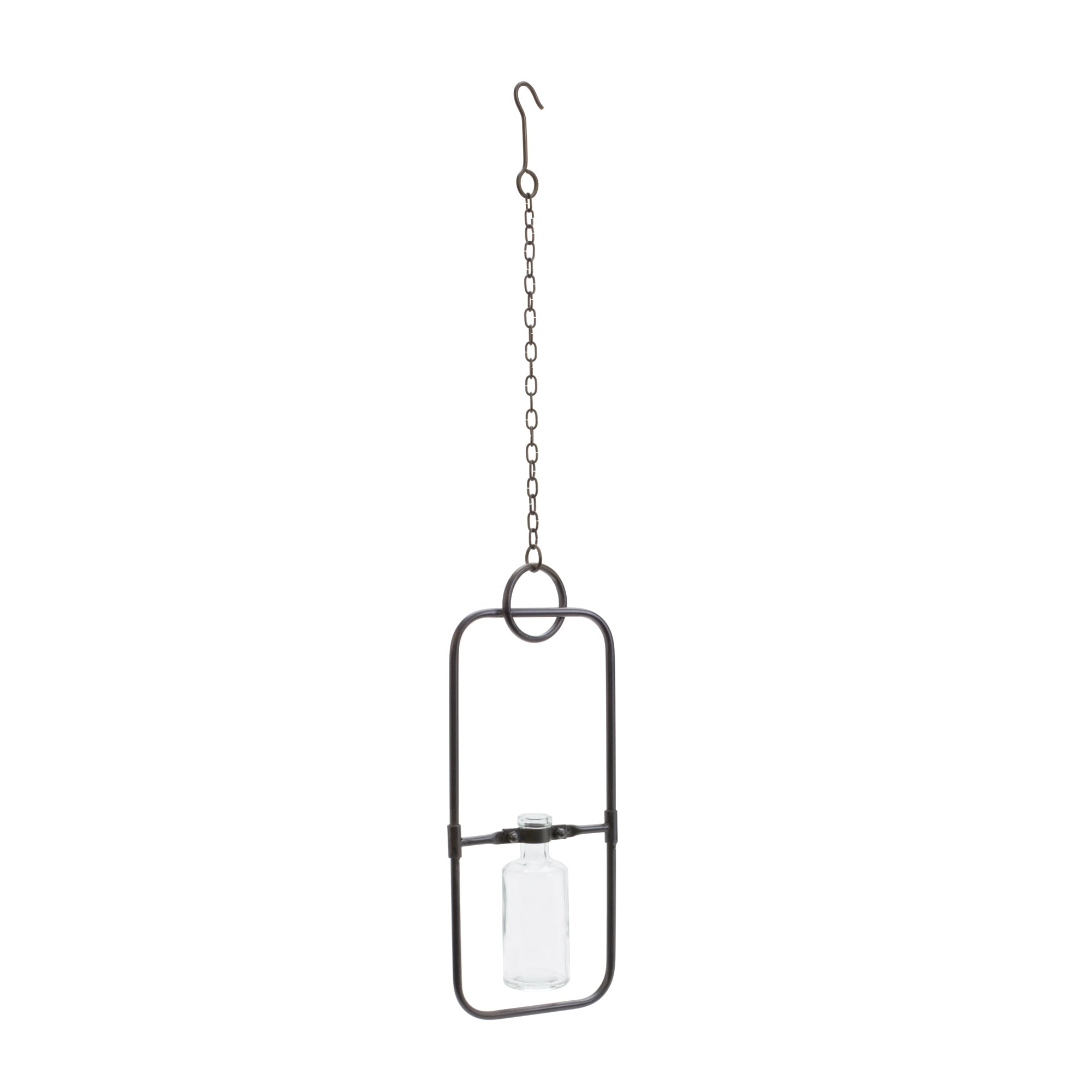 Hanging Bottle Vase (Set of 2) 28H Iron/Glass