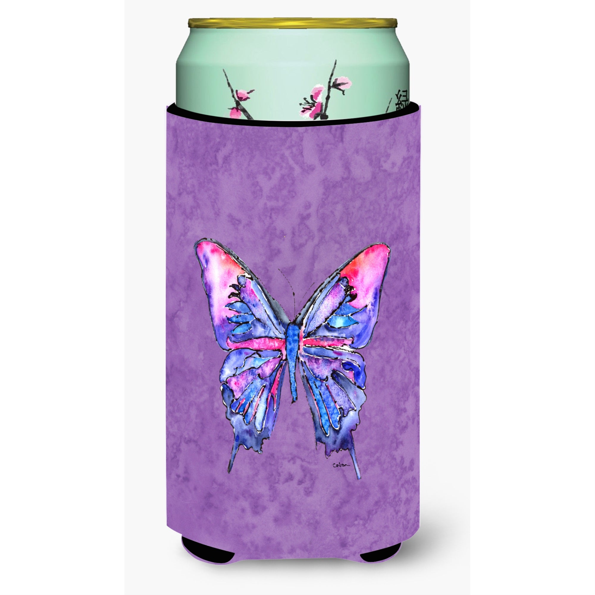 Butterfly On Purple  Tall Boy Beverage Insulator Beverage Insulator Hugger