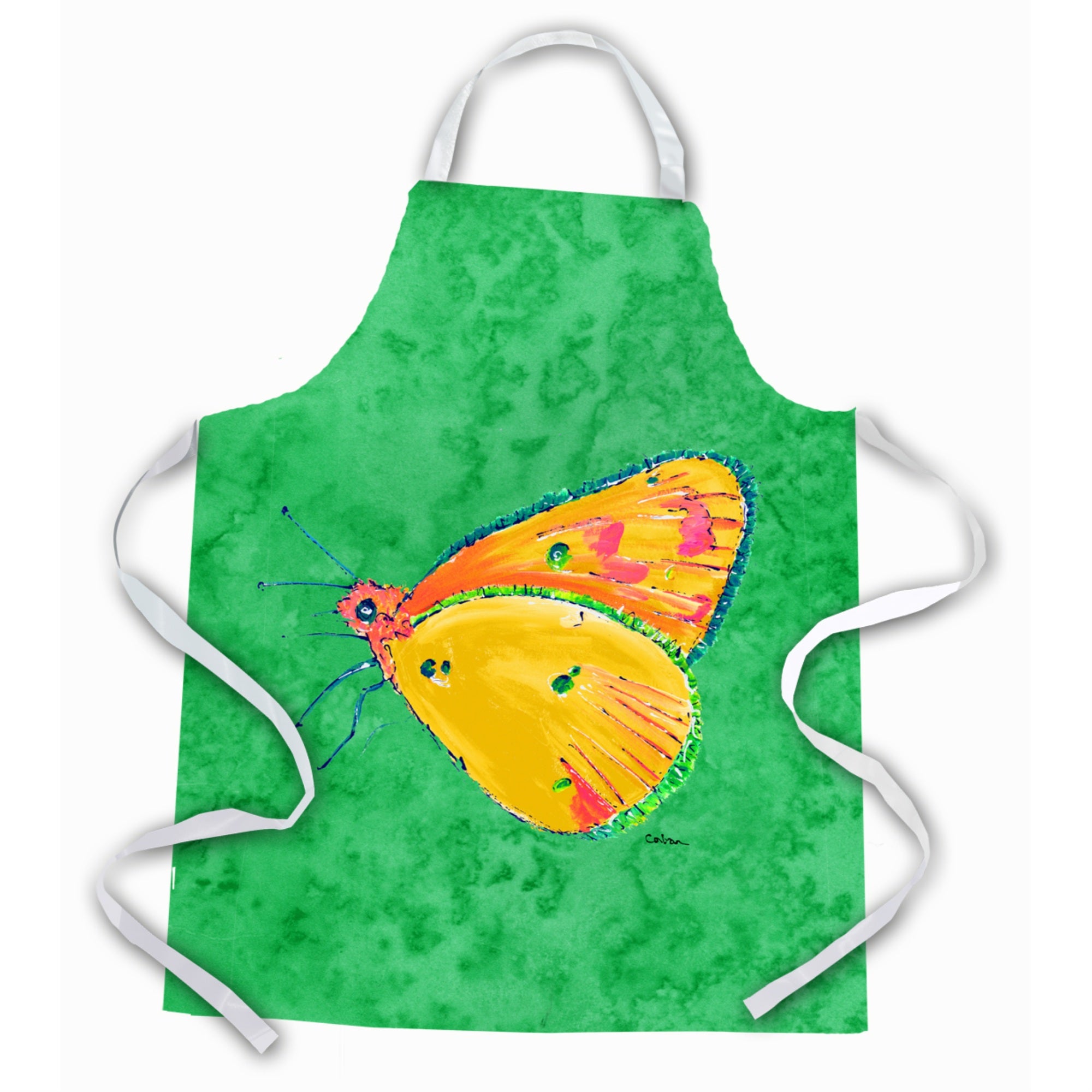 'Caroline'S Treasures 8861Apron Butterfly Orange On Green Apron, Large, Multicolor''