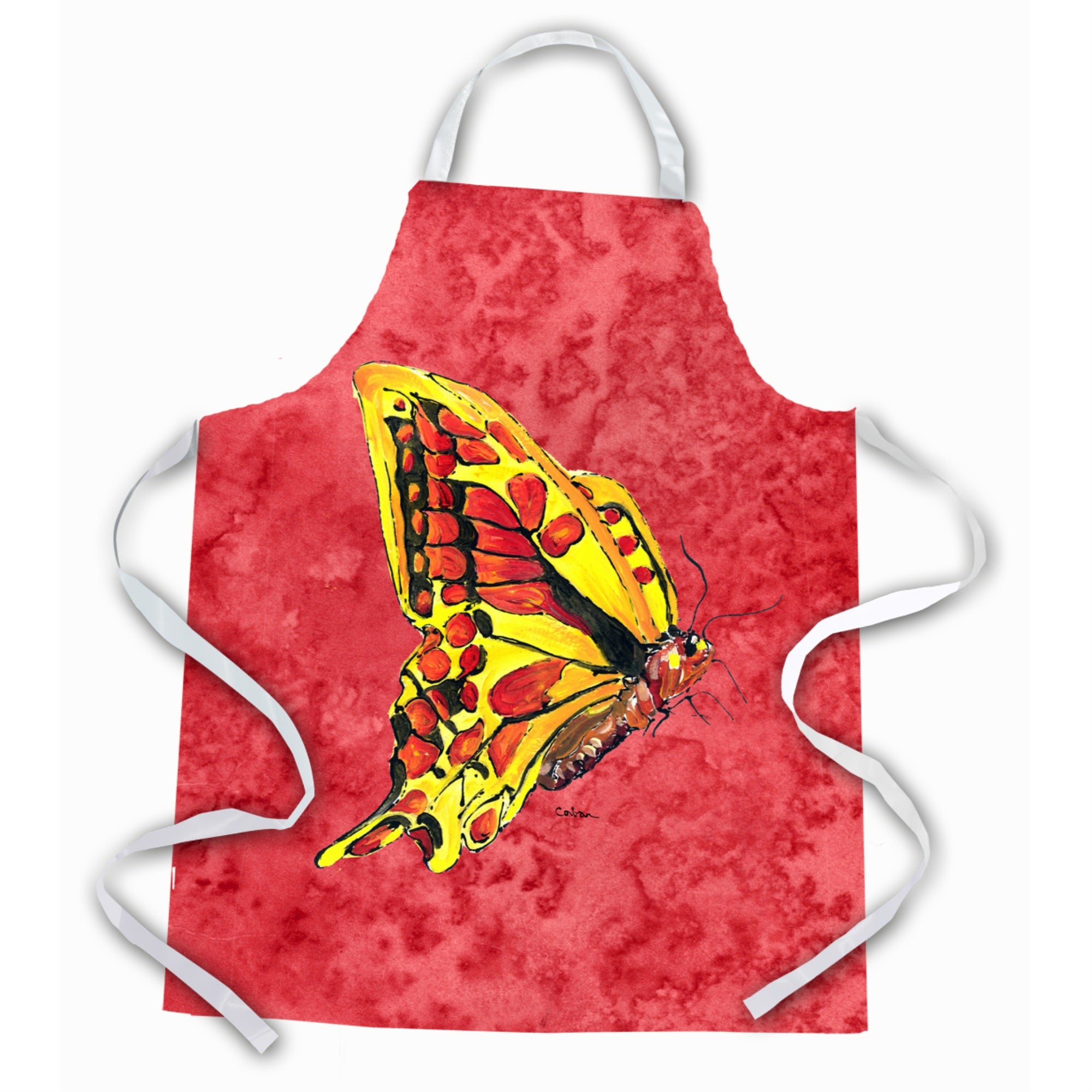 'Caroline'S Treasures 8862Apron Butterfly On Red Apron, Large, Multicolor''