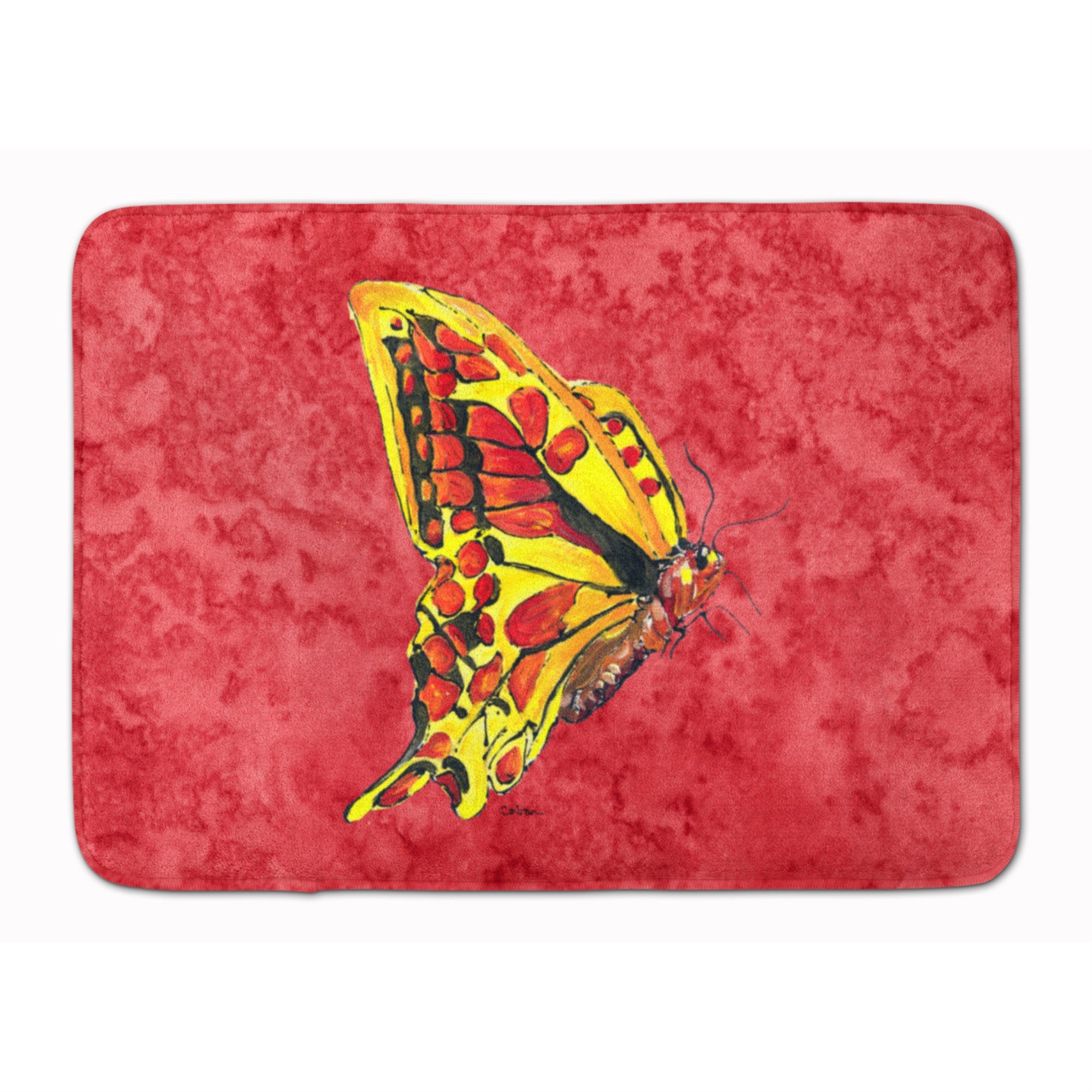 'Caroline'S Treasures Butterfly On Red Floor Mat, 19'''' X 27'''', Multicolor''