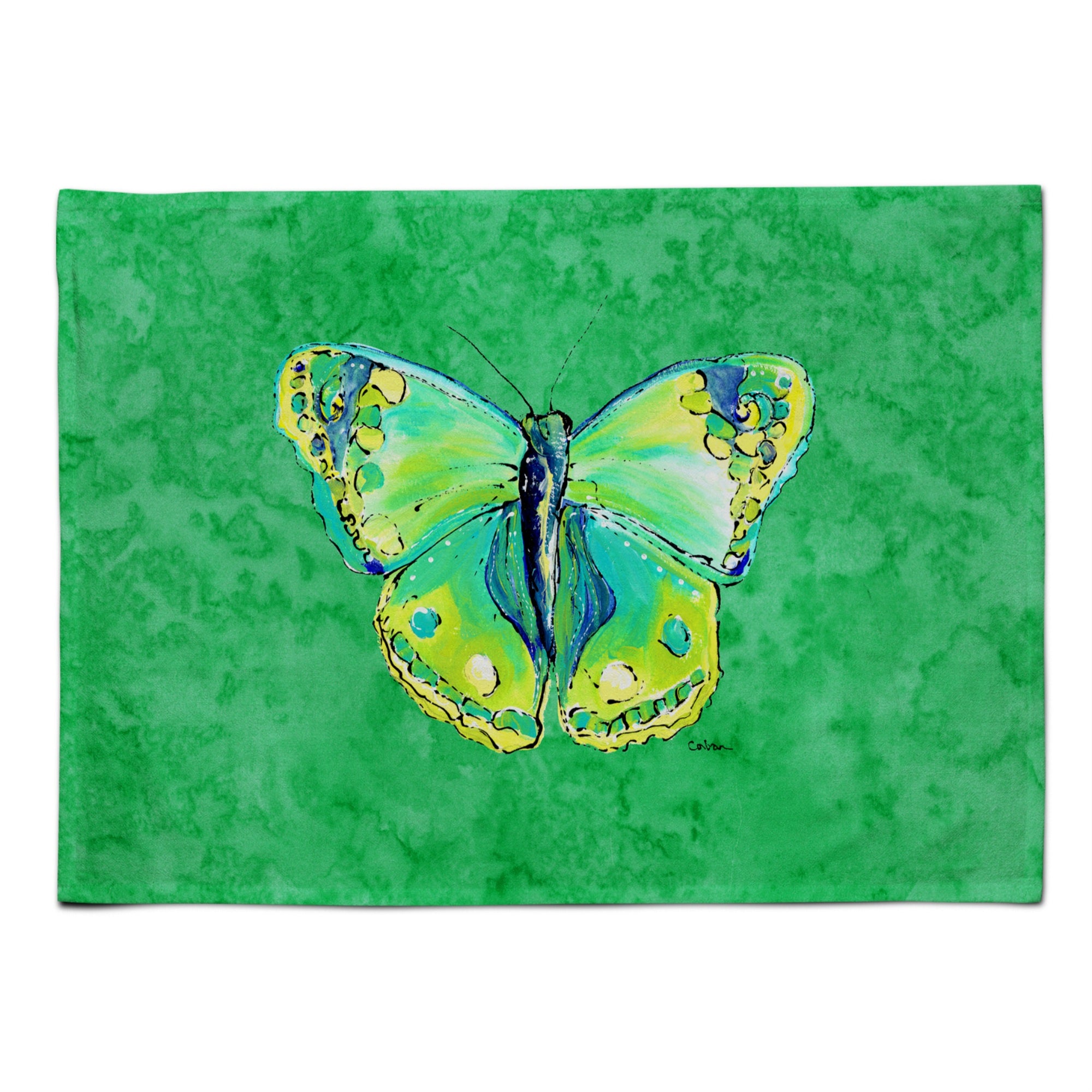 'Caroline'S Treasures 8863Plmt Butterfly Green On Green Fabric Placemat, Multicolor''