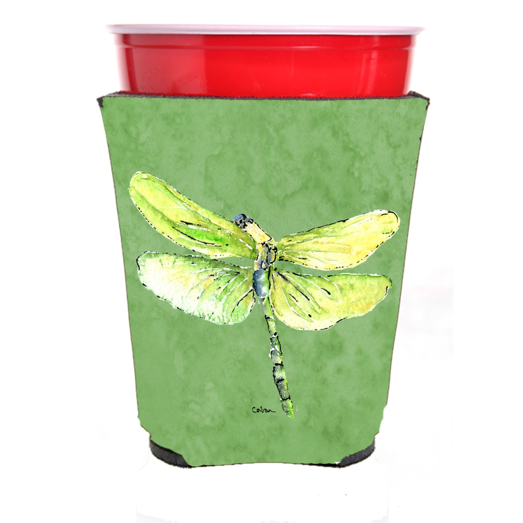 Dragonfly On Avacado Solo Cup Beverage Insulator Hugger