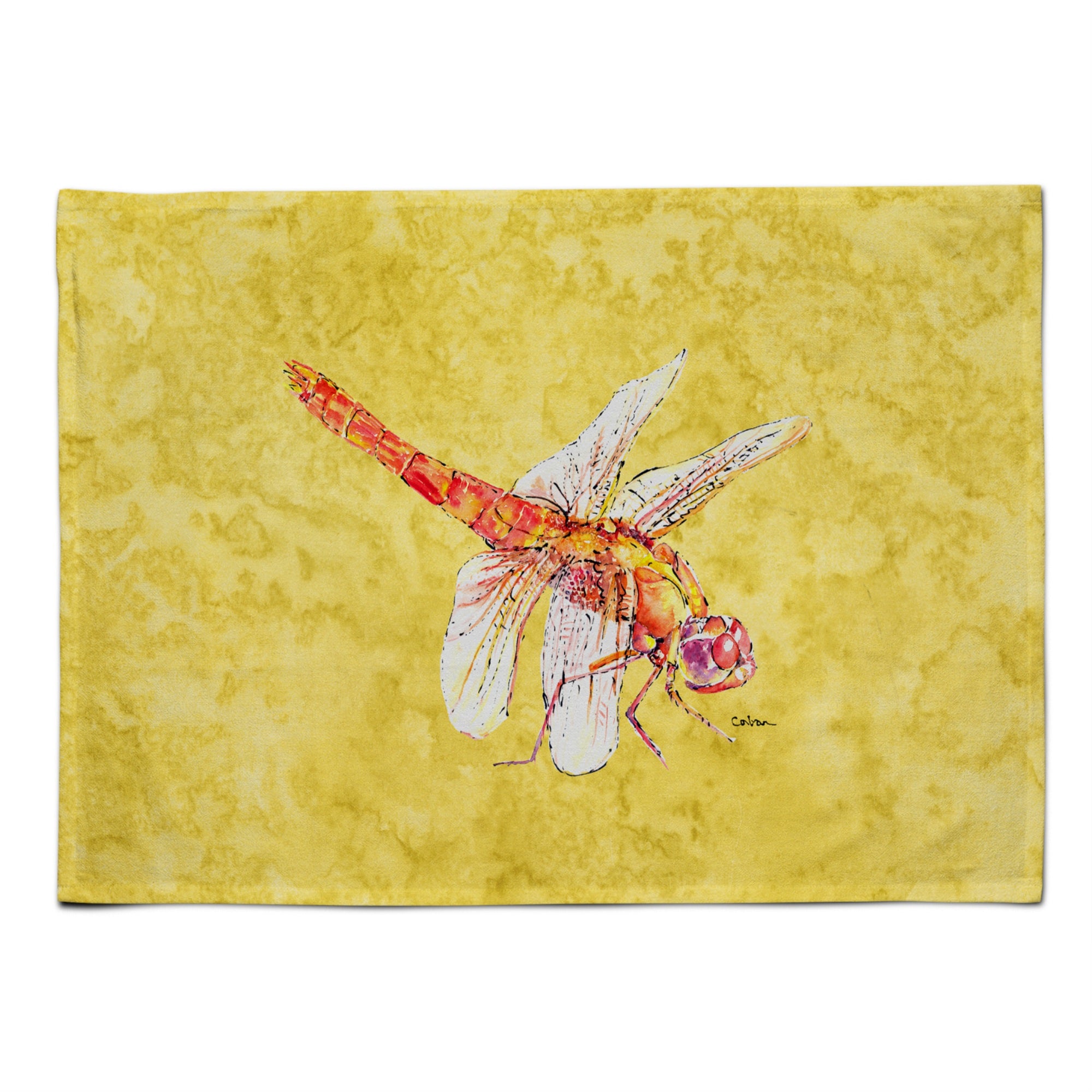 'Caroline'S Treasures 8866Plmt Dragonfly On Yellow Fabric Placemat, Multicolor''