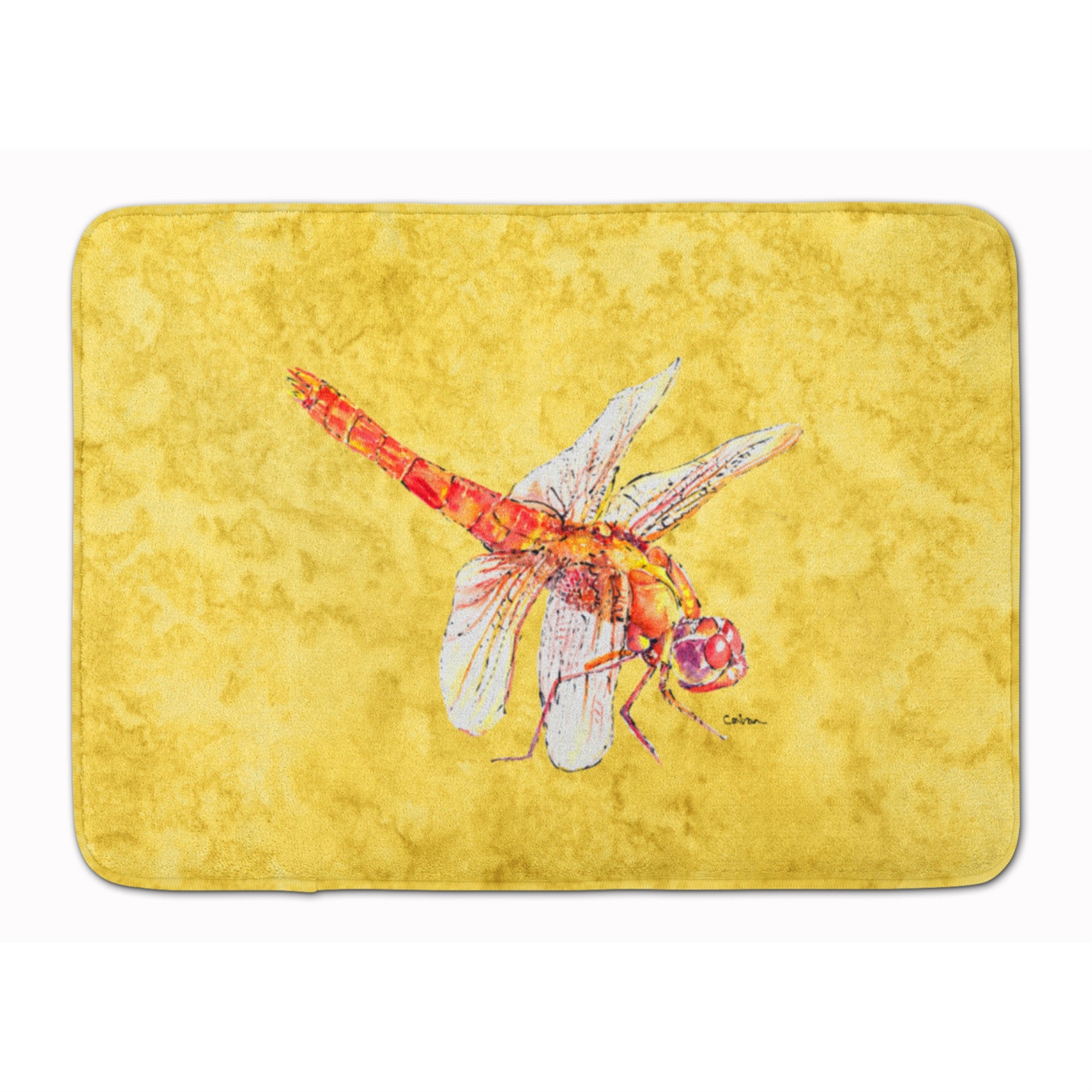 'Caroline'S Treasures Dragonfly On Yellow Floor Mat, 19'''' X 27'''', Multicolor''