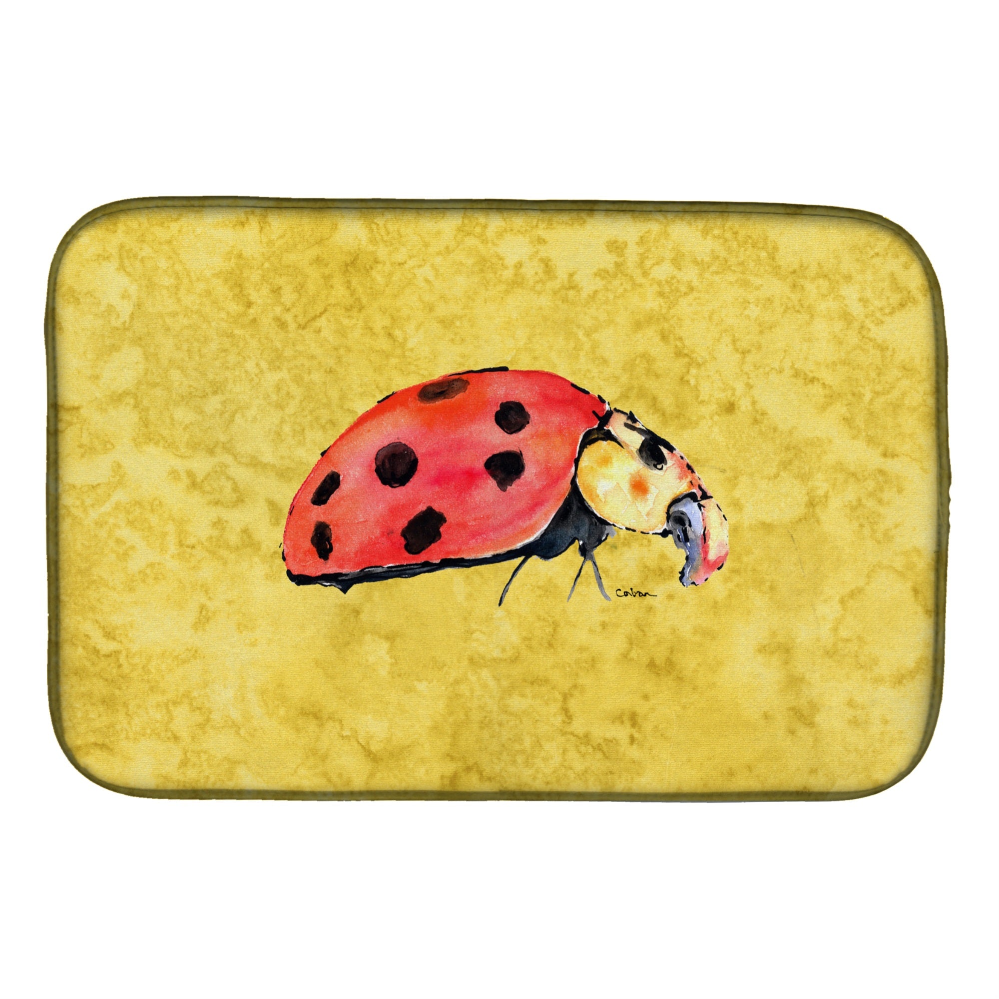 Lady Bug On Yellow Dish Drying Mat 8867Ddm
