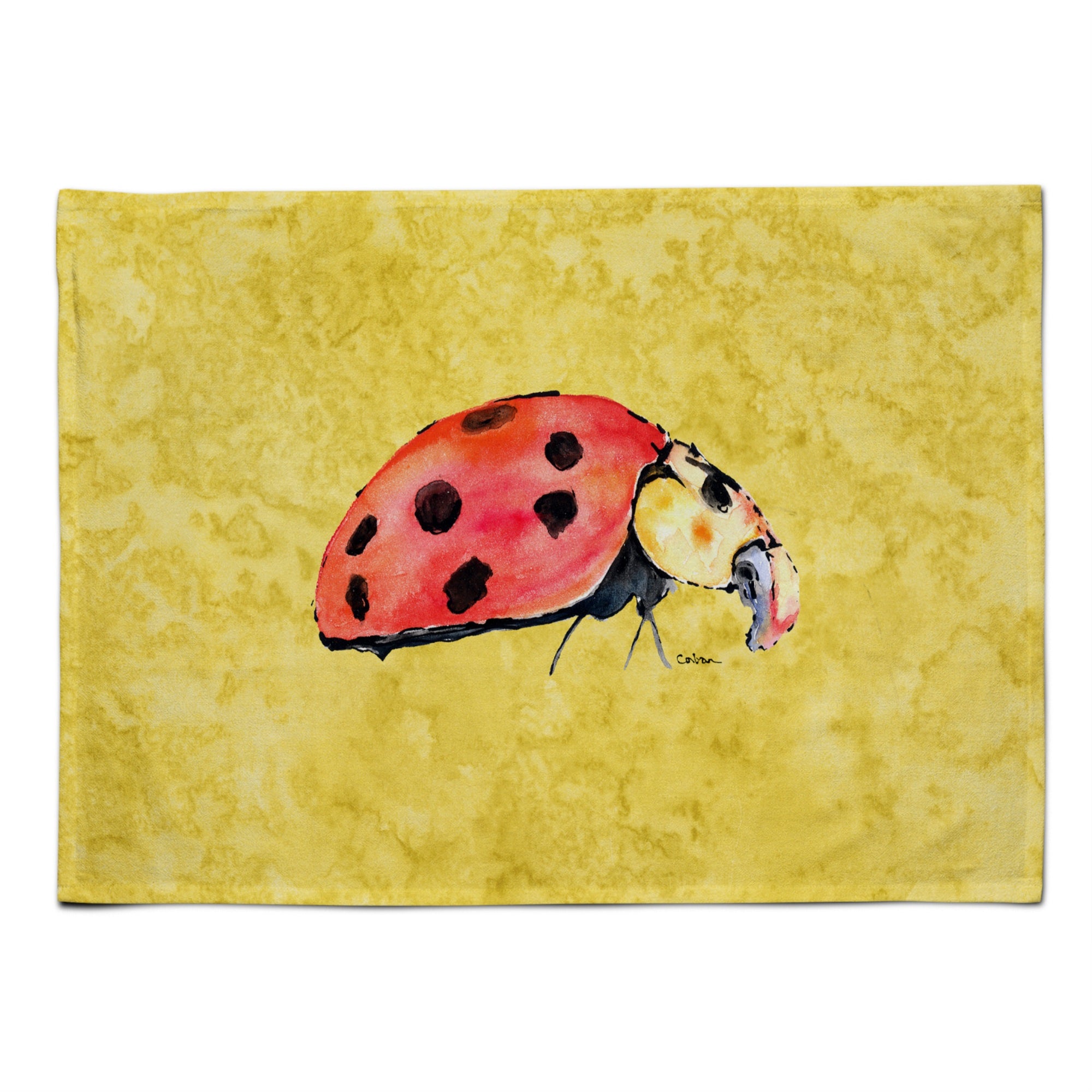 'Caroline'S Treasures 8867Plmt Lady Bug On Yellow Fabric Placemat, Multicolor''