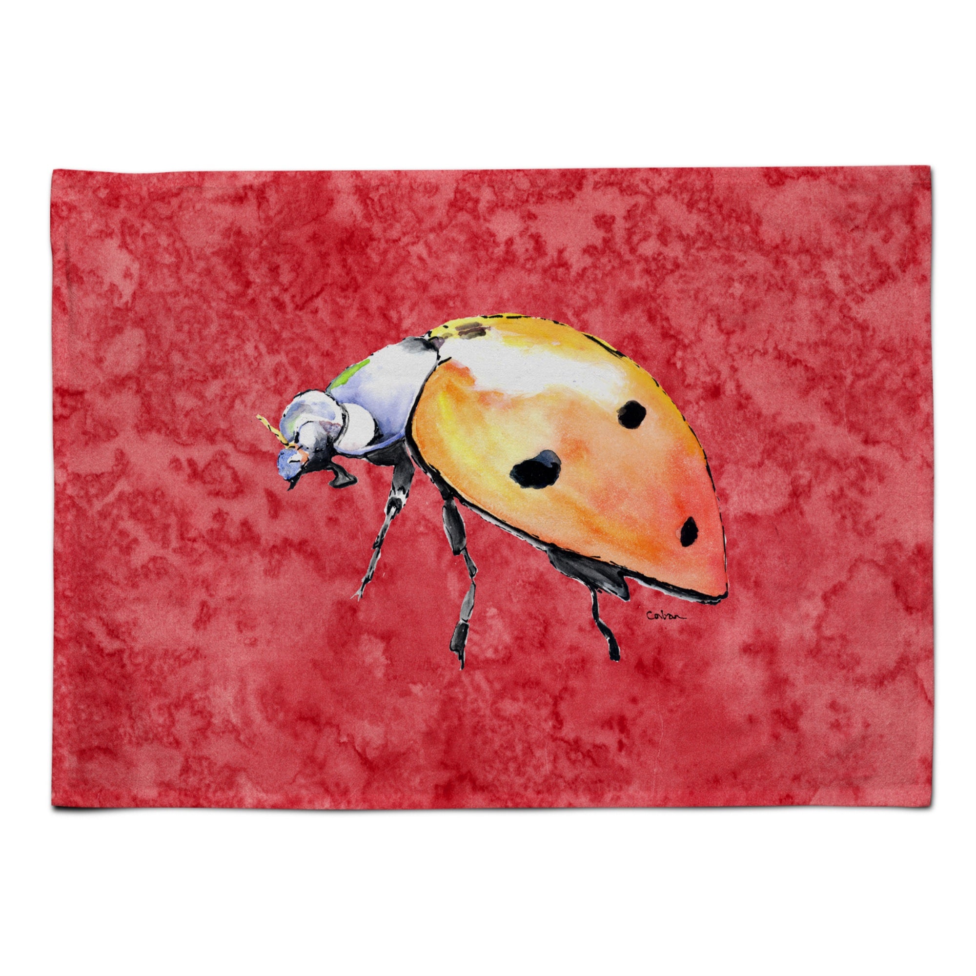 'Caroline'S Treasures 8868Plmt Lady Bug On Red Fabric Placemat, Multicolor''