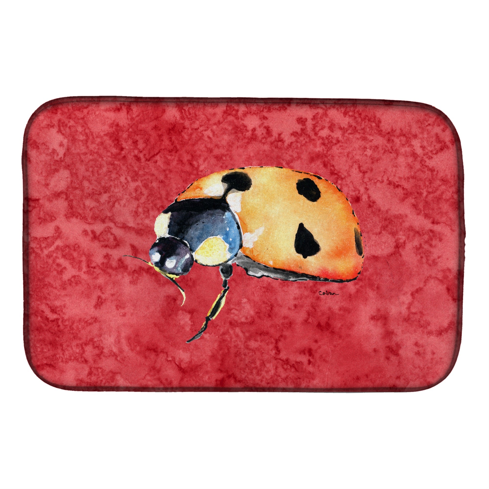 Carolines Treasures Lady Bug On Red Dish Drying Mat 14 x 21 Multicolor